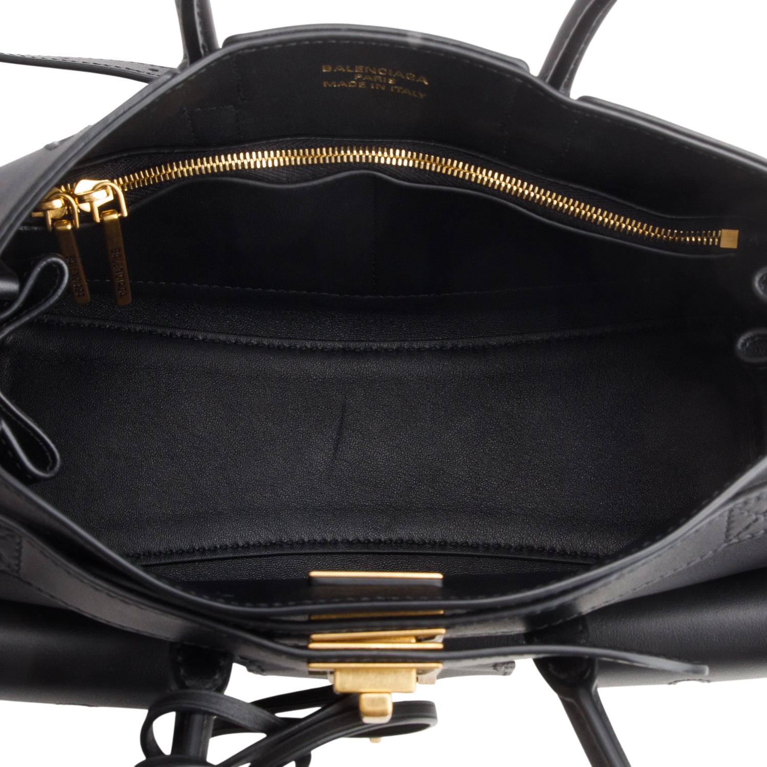 Balenciaga Black Lambskin Mini Bel Air Carry All Bag w/ Strap