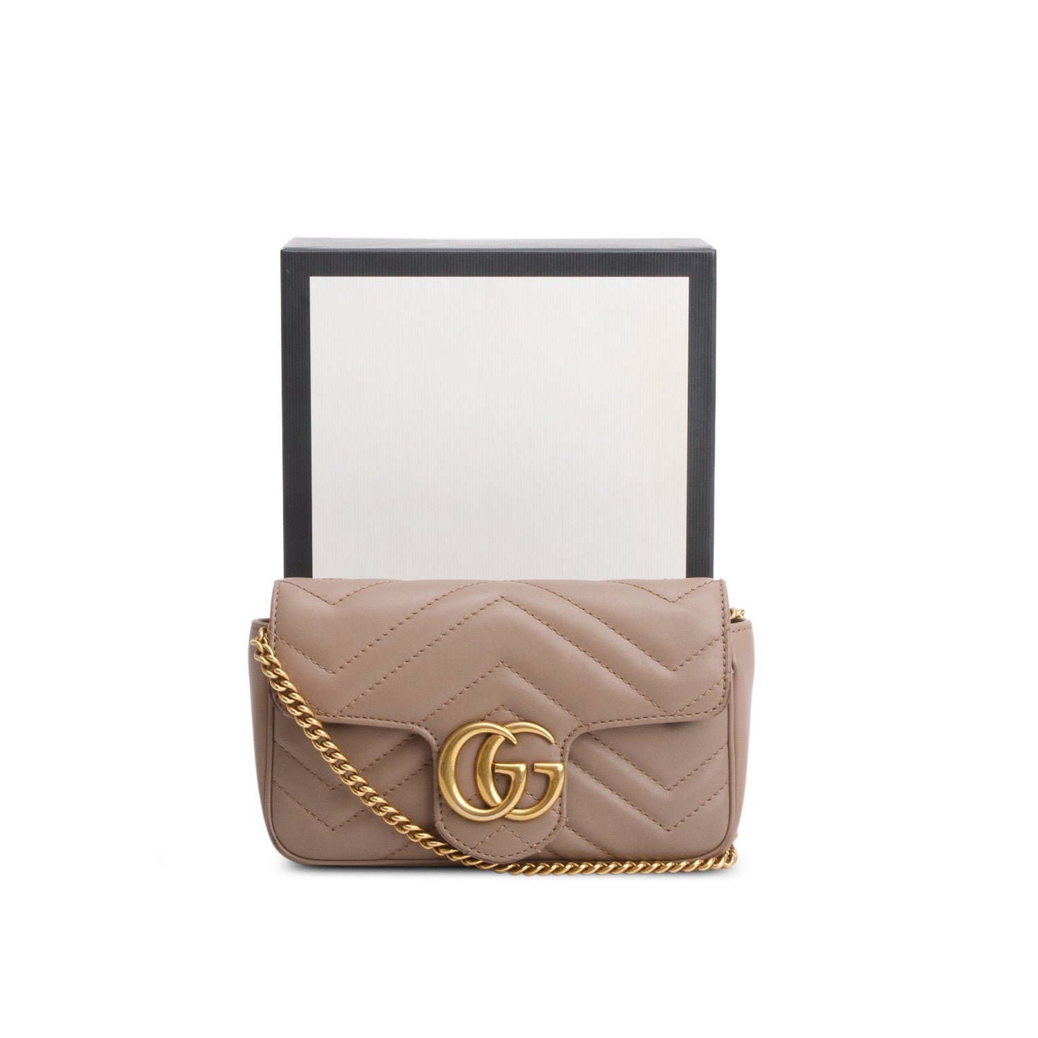 Gucci Pink GG Marmont Matelasse Leather Super Mini Bag w/ Box