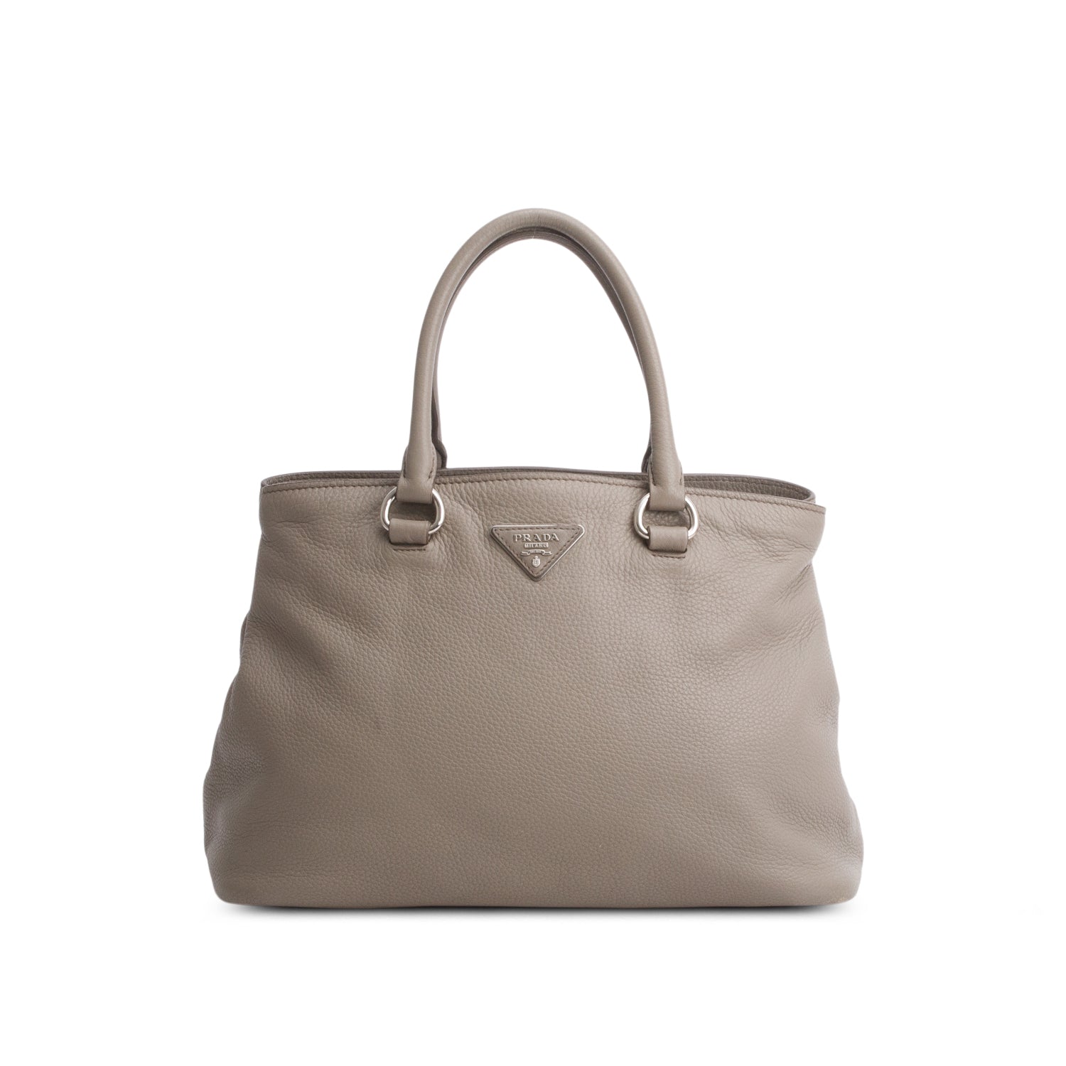 Prada Taupe Vitello Daino Convertible Tote w/ Strap