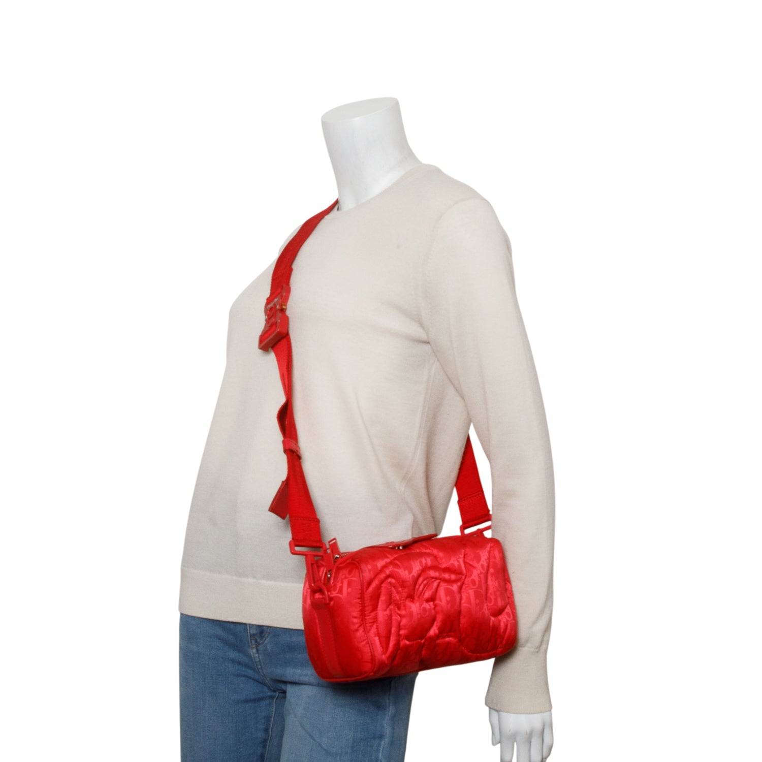 Christian Dior x ERL 2022 Red Nylon Oblique Mirage Lingot Crossbody Bag w/ Box