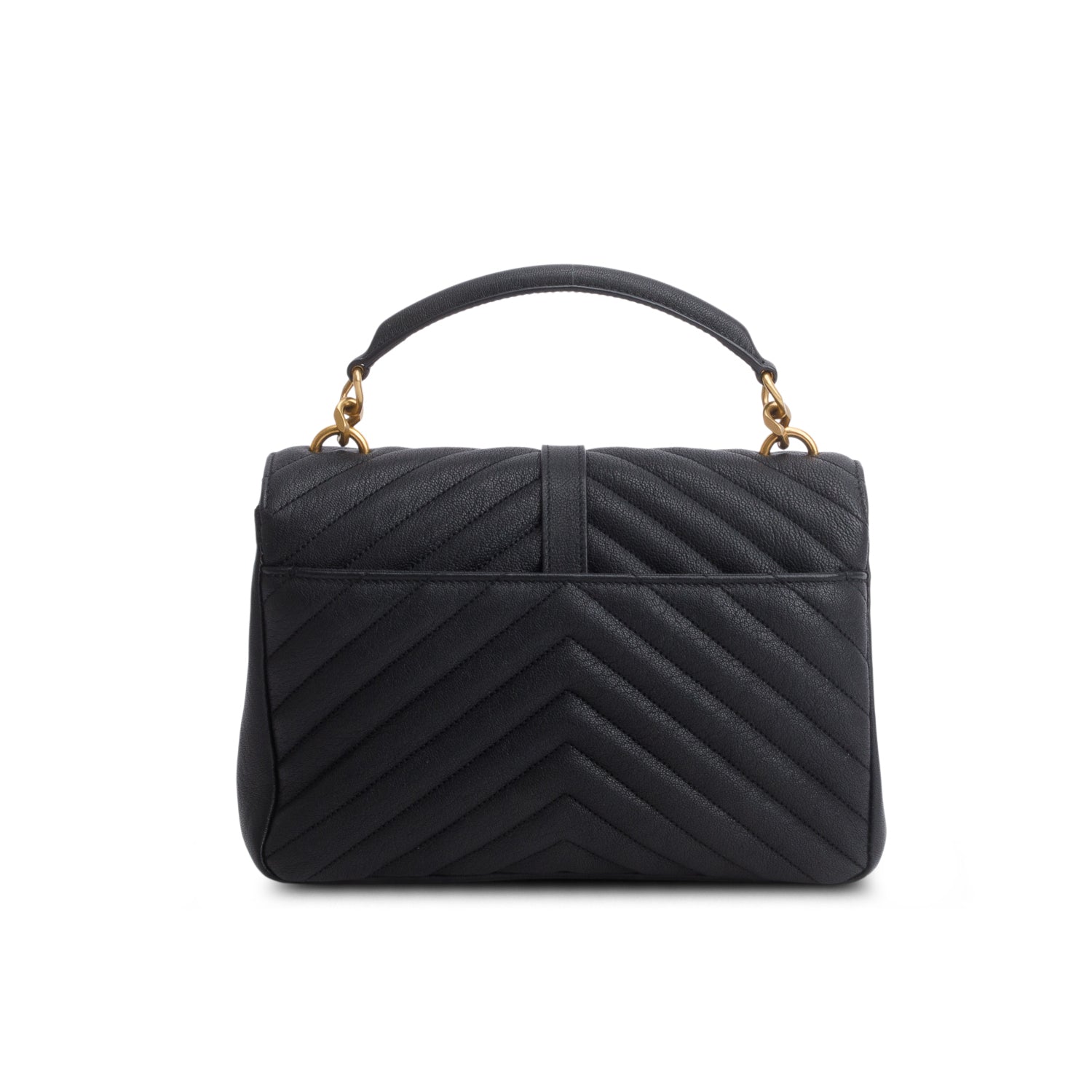Saint Laurent 2023 Black Calfskin Matelasse Chevron Monogram Medium College Bag