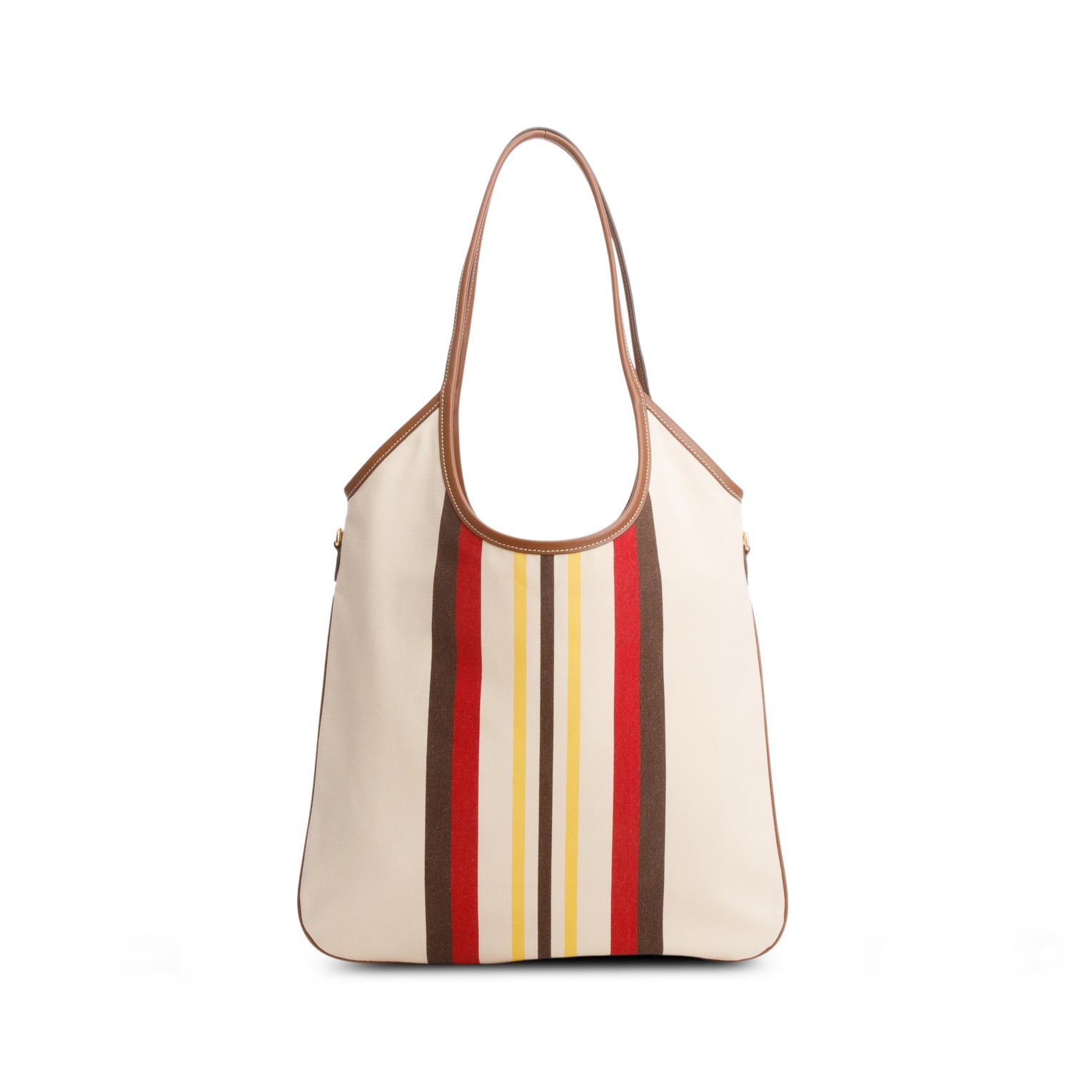 Miu Miu Cream Canvas Striped Ivy Tote