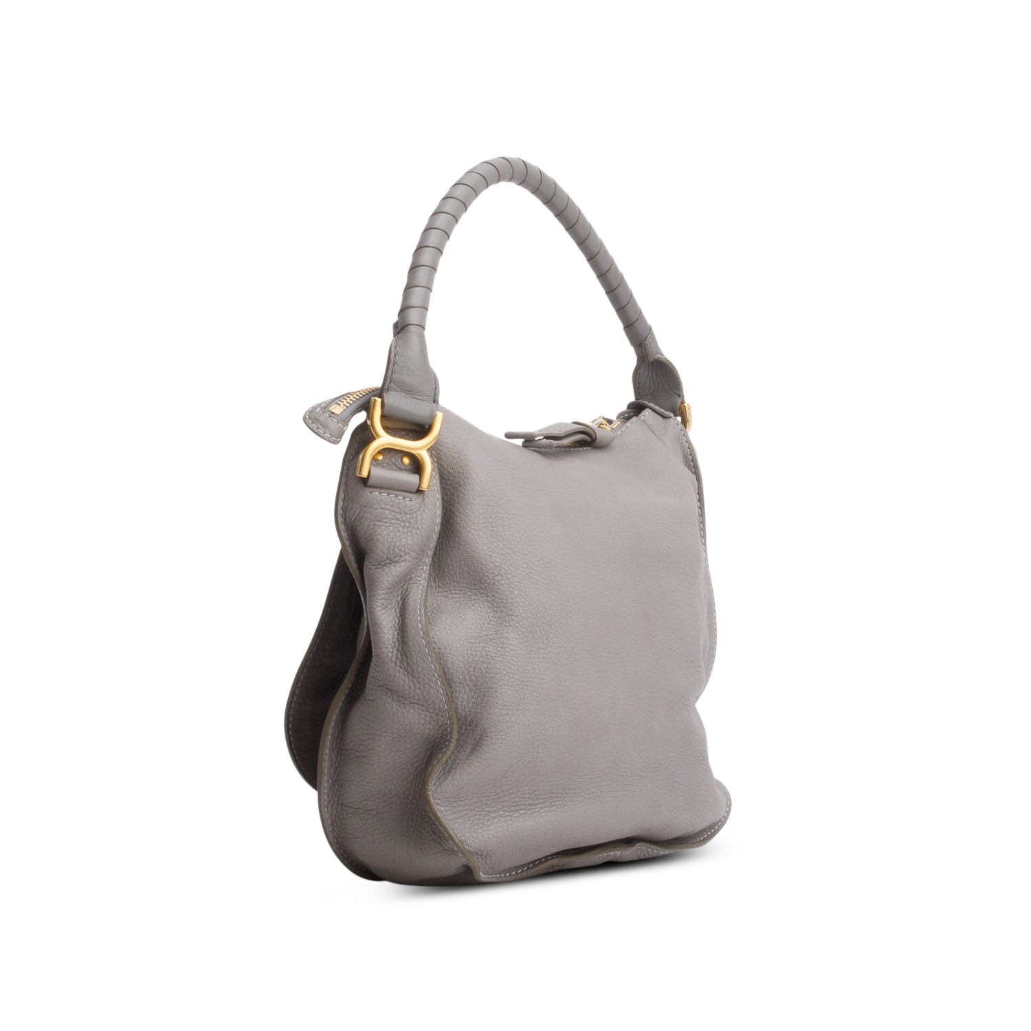 Chloe Grey Calfskin Leather Medium Marcie Shoulder Bag