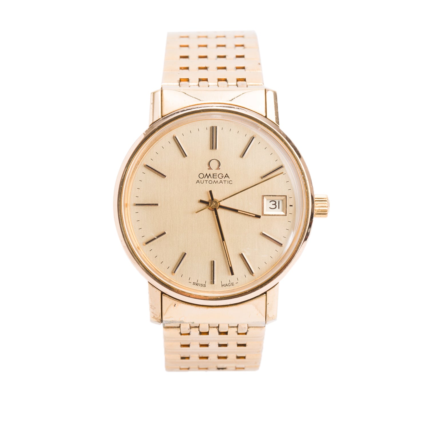 Omega Vintage Gold-Plated Stainless Steel Seamaster 35 MM Automatic Watch Gold Dial