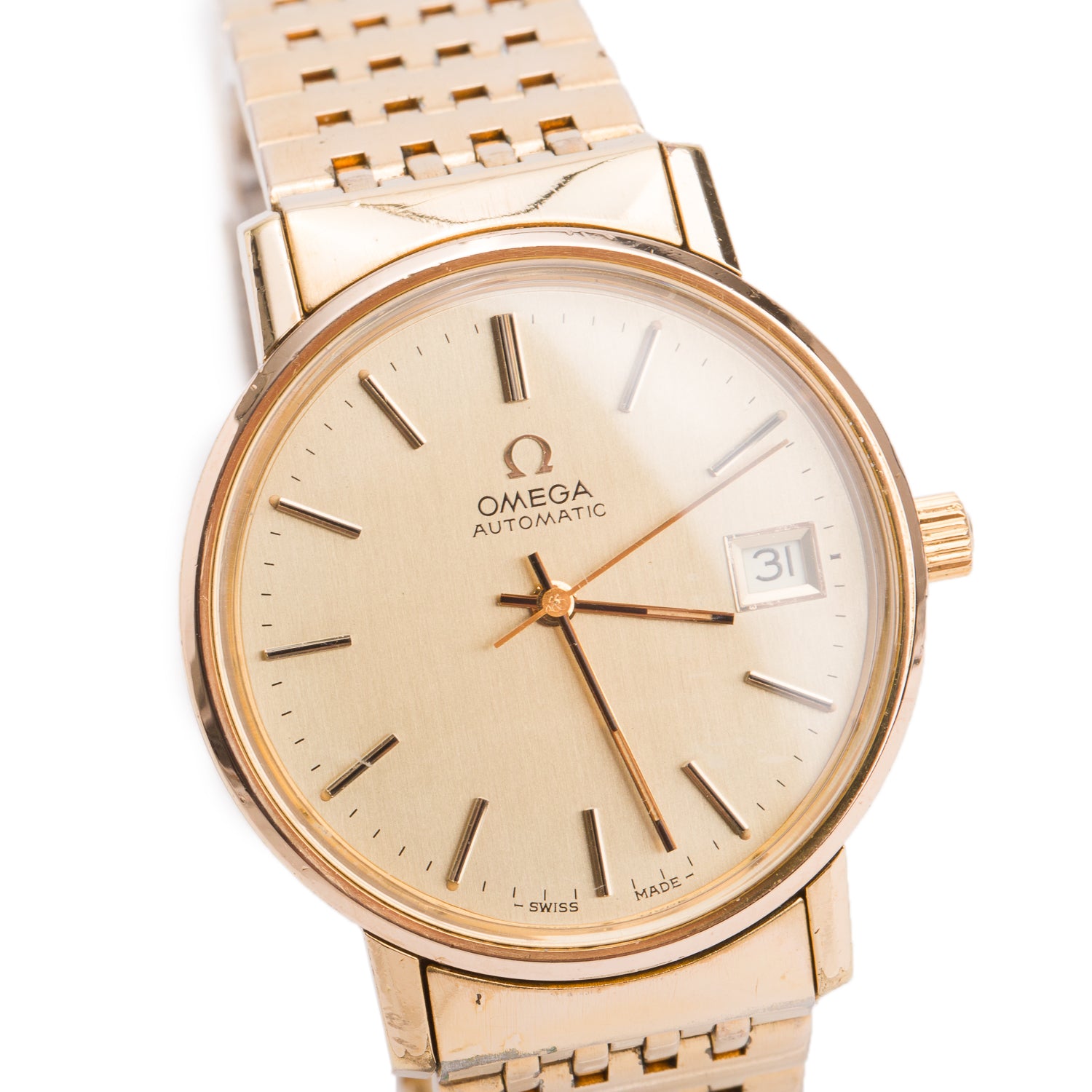 Omega Vintage Gold-Plated Stainless Steel Seamaster 35 MM Automatic Watch Gold Dial