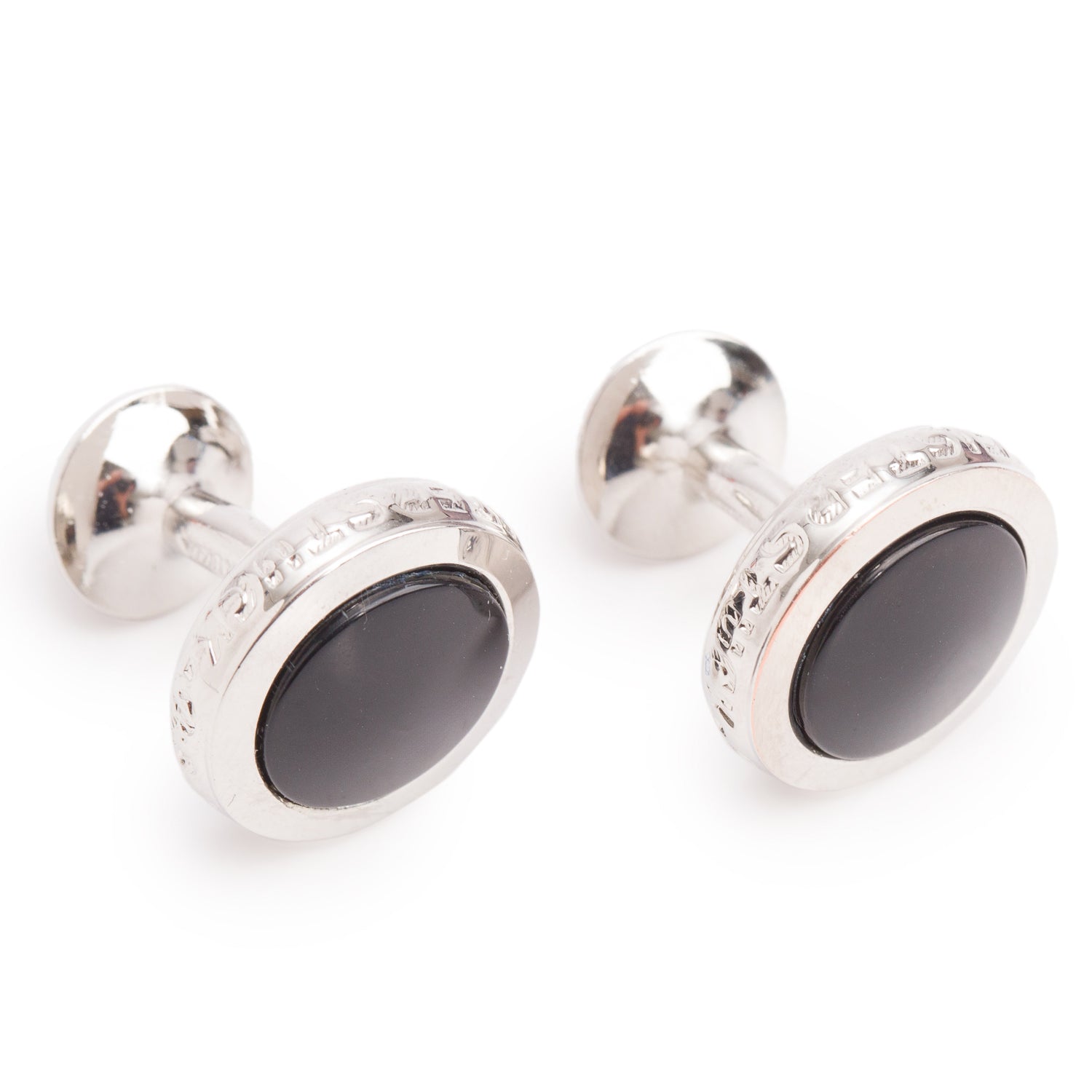 Montblanc Stainless Steel Black Glass Meisterstuck Cufflinks