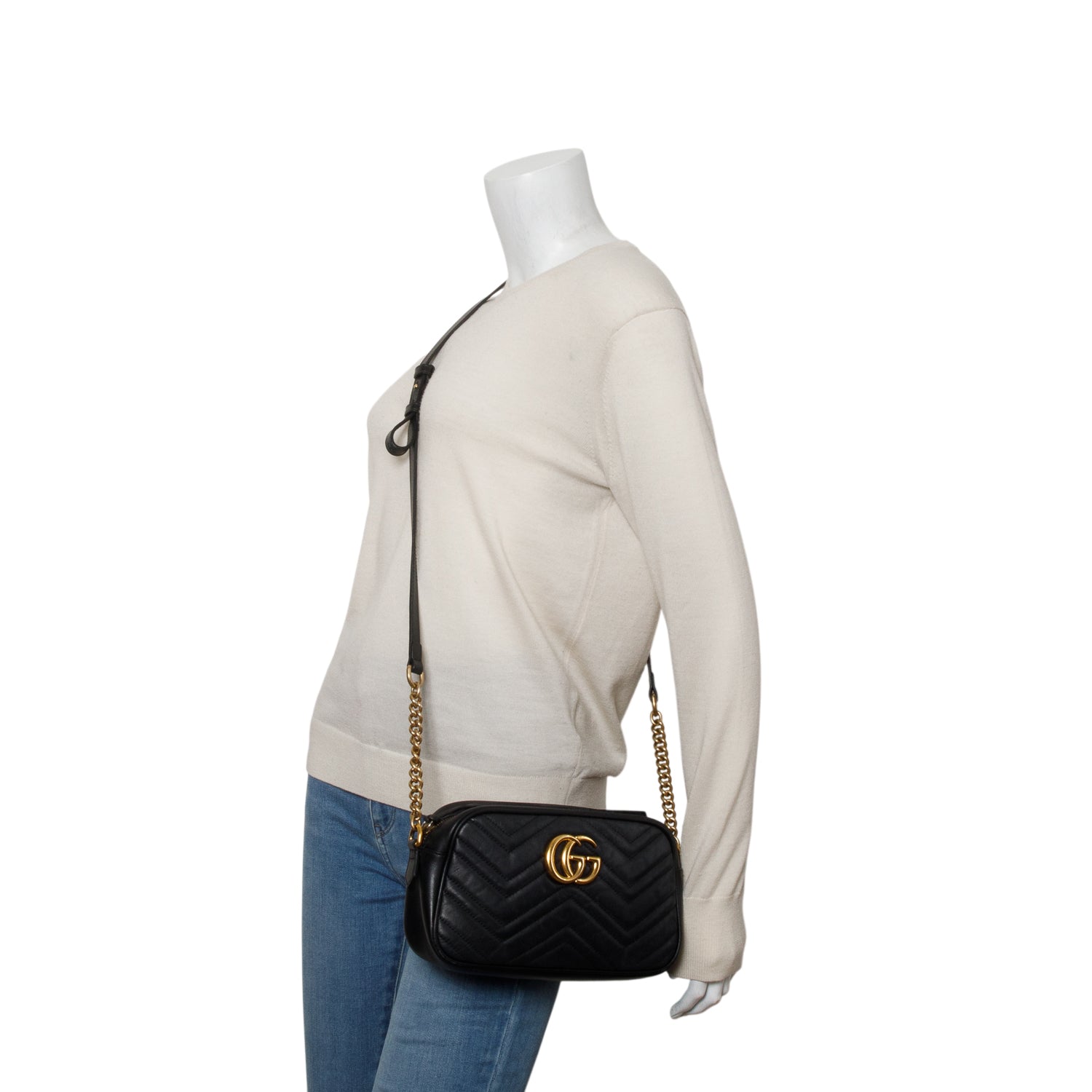 Gucci Black Matelasse Leather GG Marmont Small Camera Bag w/ Box