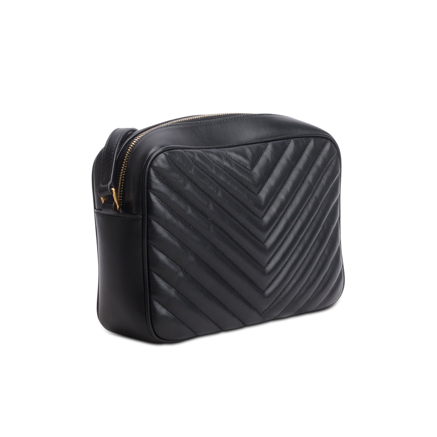 Saint Laurent 2021 Black Calfskin Matelasse Monogram Lou Camera Bag w/ Box