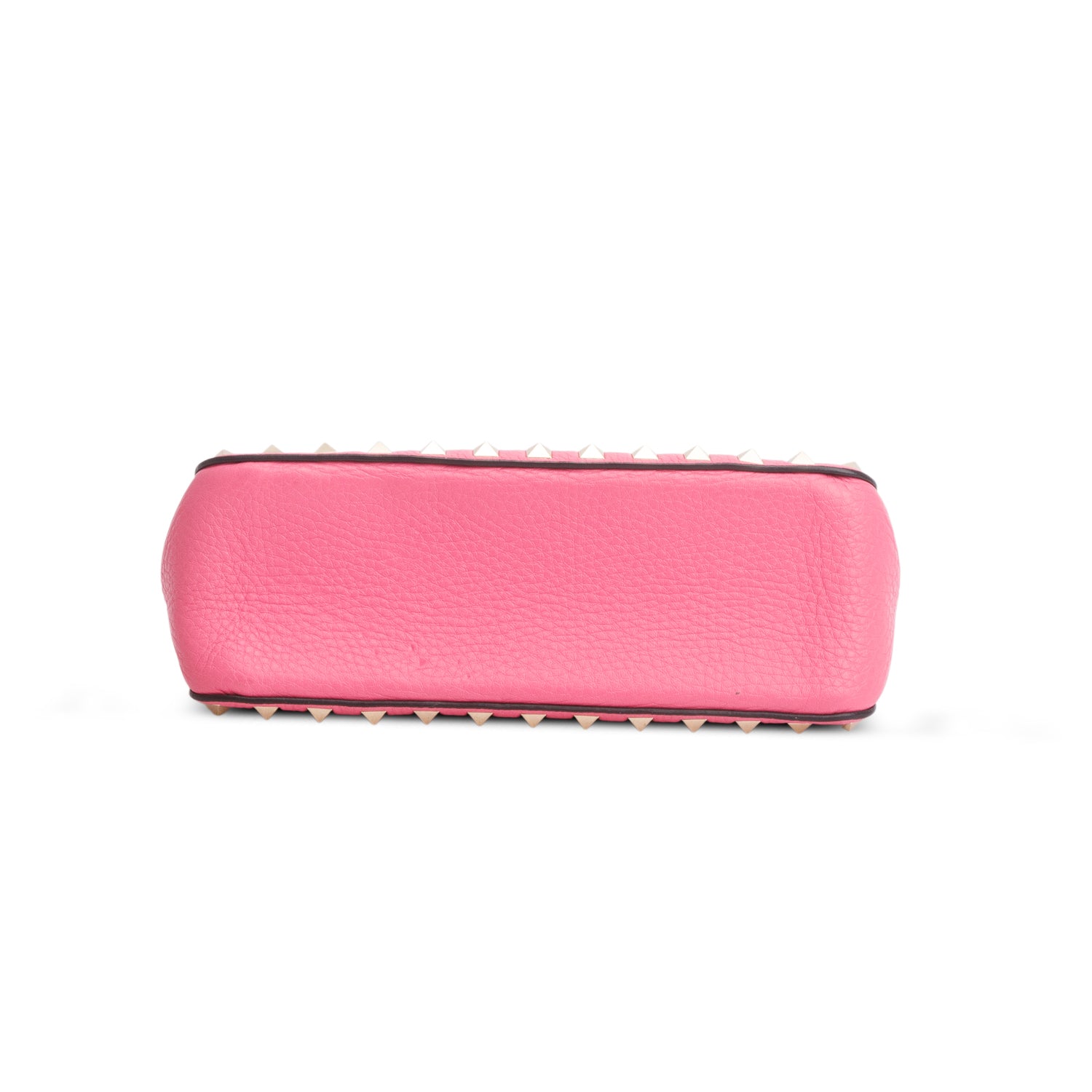 Valentino Pink Pebbled Calfskin Small Rockstud Flip Lock Shoulder Bag w/ Strap