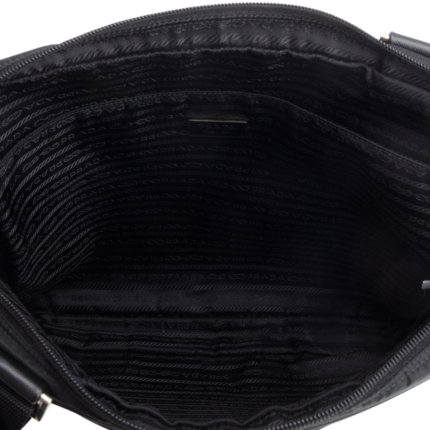 Prada Black Tessuto Nylon Vela Flat Messenger Bag