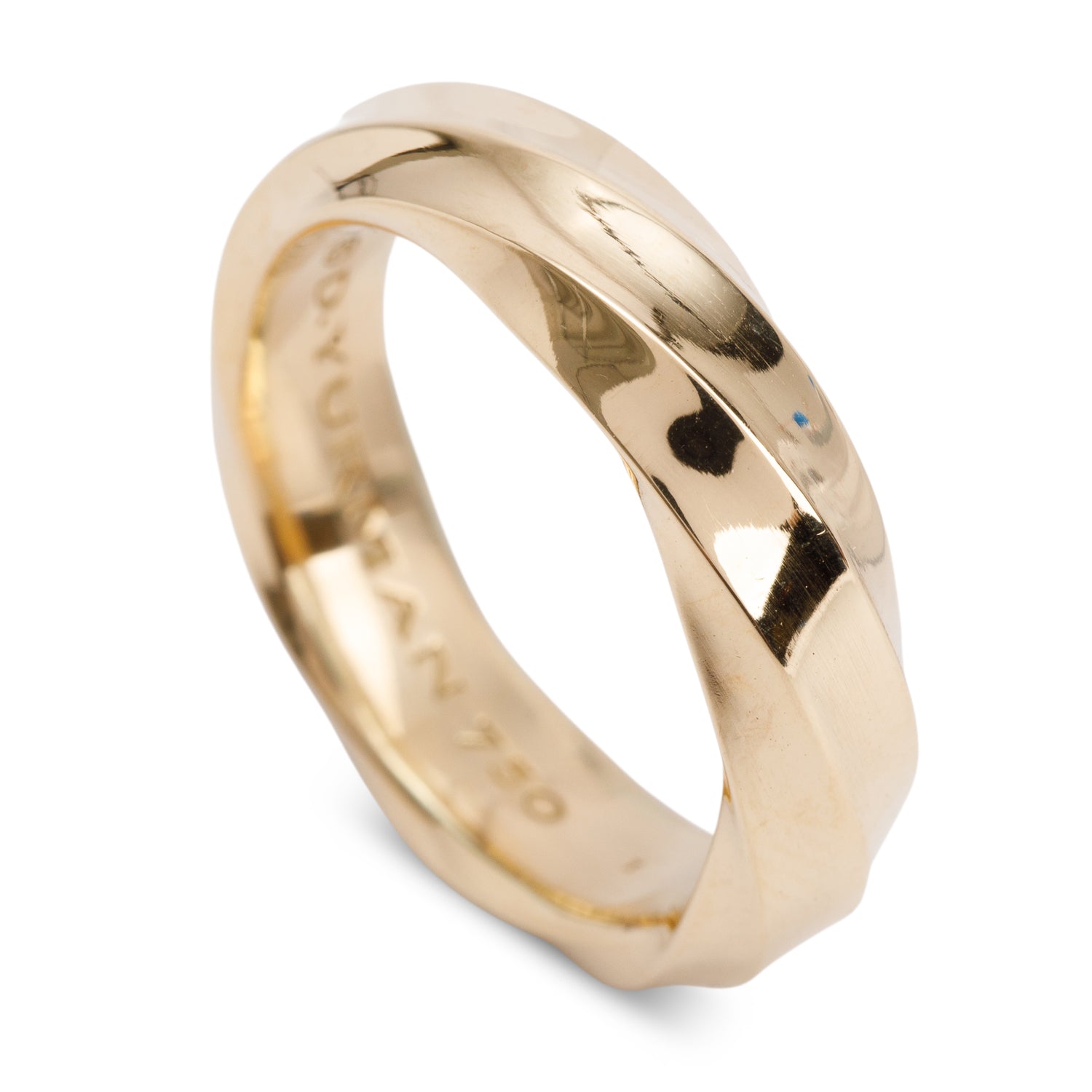 David Yurman 18k Yellow Gold Cable Edge Band Ring, Size 8.5 w/ Box