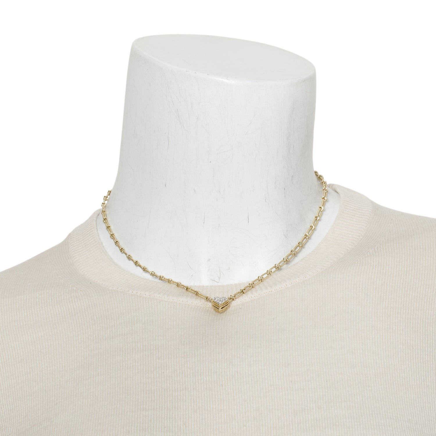 David Yurman Vintage 14k Yellow Gold Pave Diamond Cable Heart Pendant Necklace