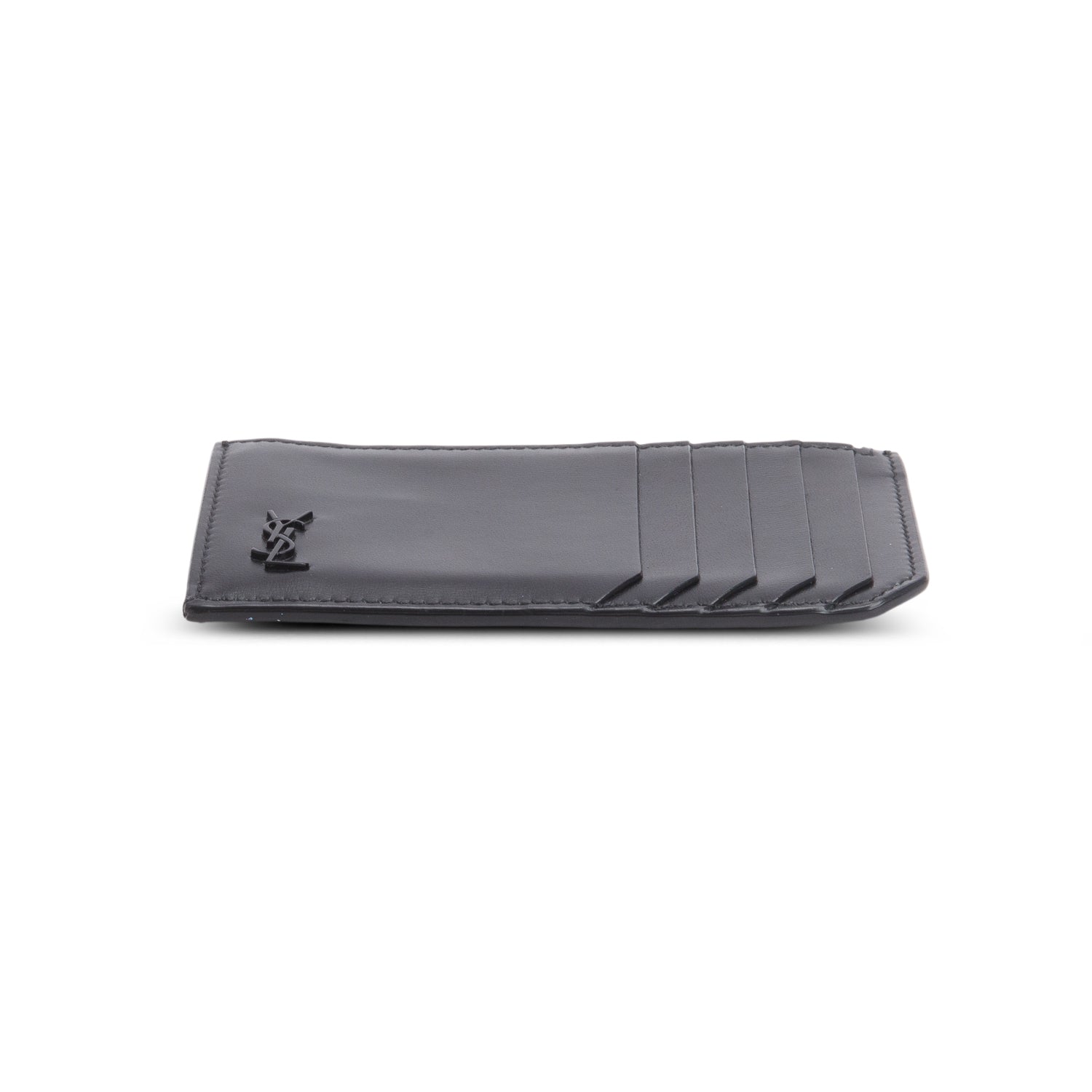 Saint Lauren 2020 Black Calfskin Monochrome Cassandre Fragments Flap Card Case