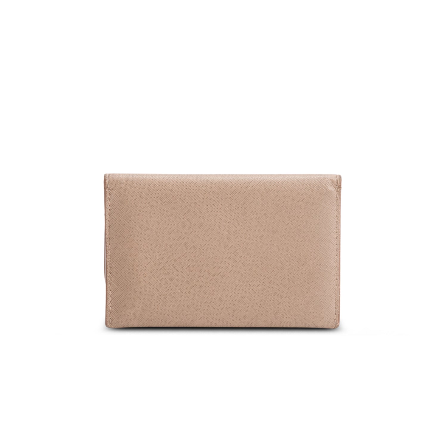 Prada Beige Saffiano Metal Flap Card Holder