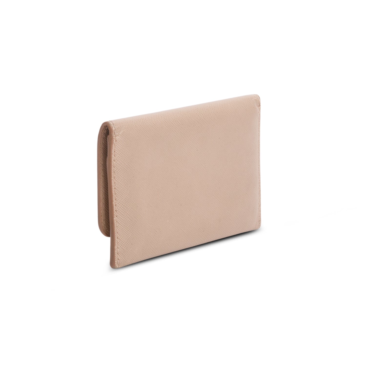 Prada Beige Saffiano Metal Flap Card Holder