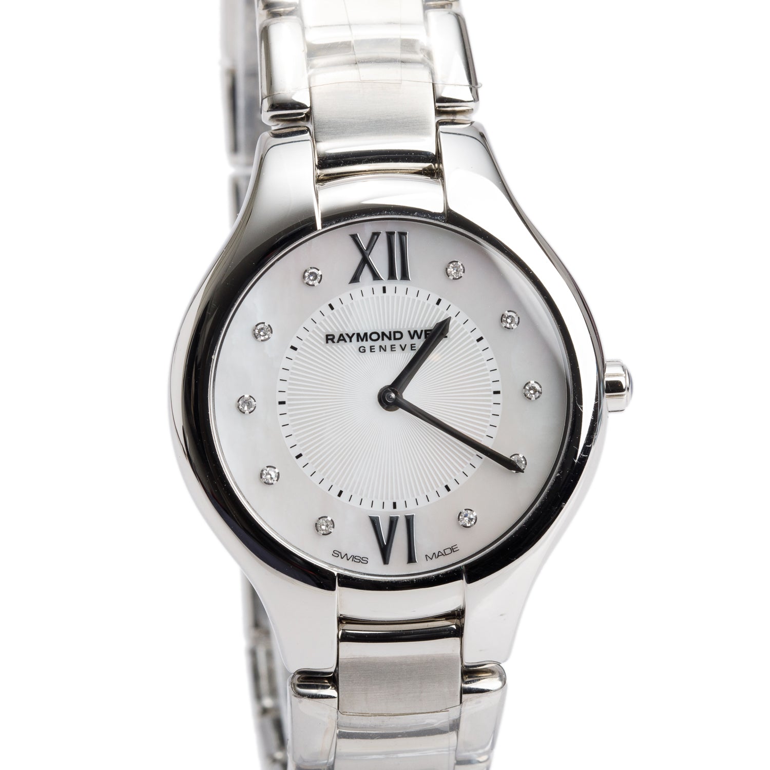 Raymond Weil Stainless Steel Noemia 32 MM Quartz Watch Mother of Pearl Diamond Dial 5132