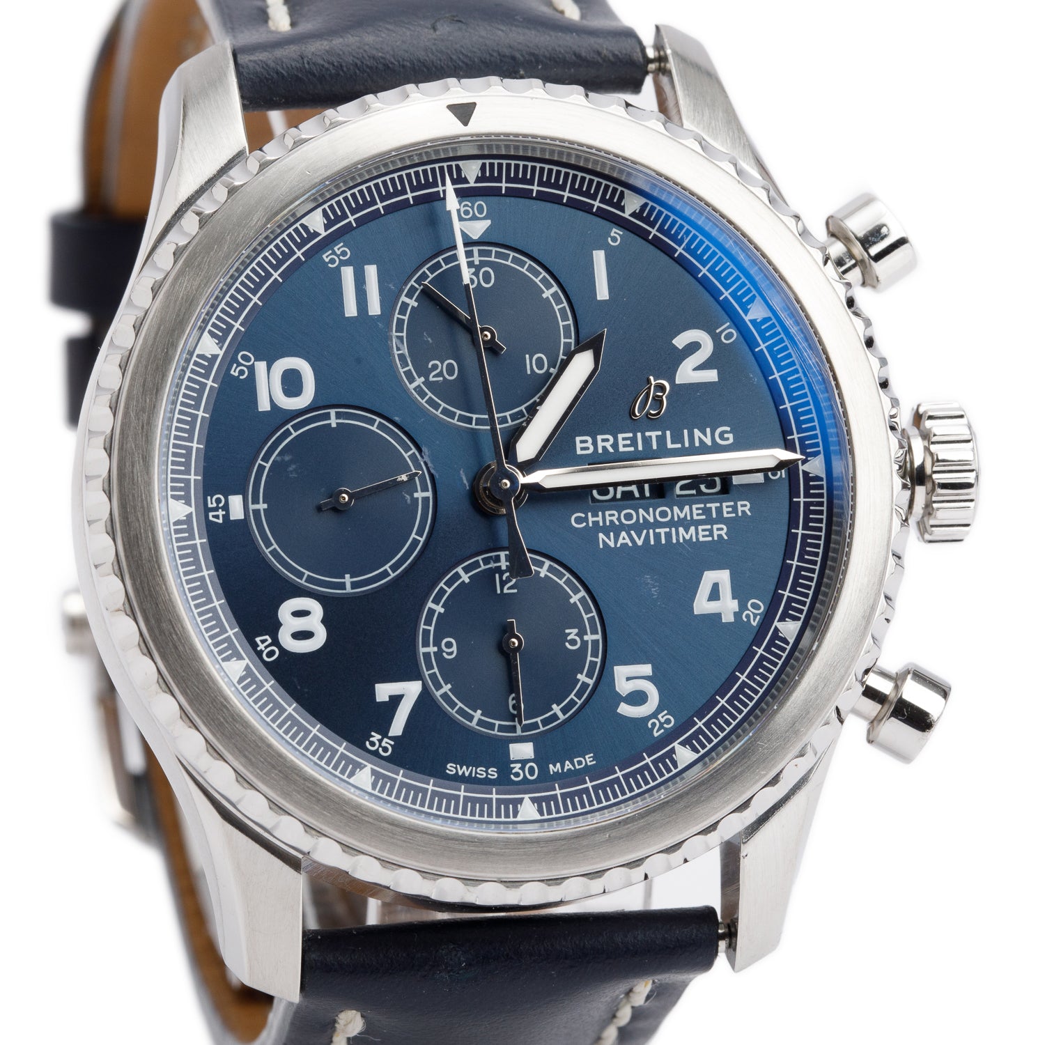 Breitling Stainless Steel Navitimer 8 43 MM Automatic Chronograph Watch Blue Dial A13314