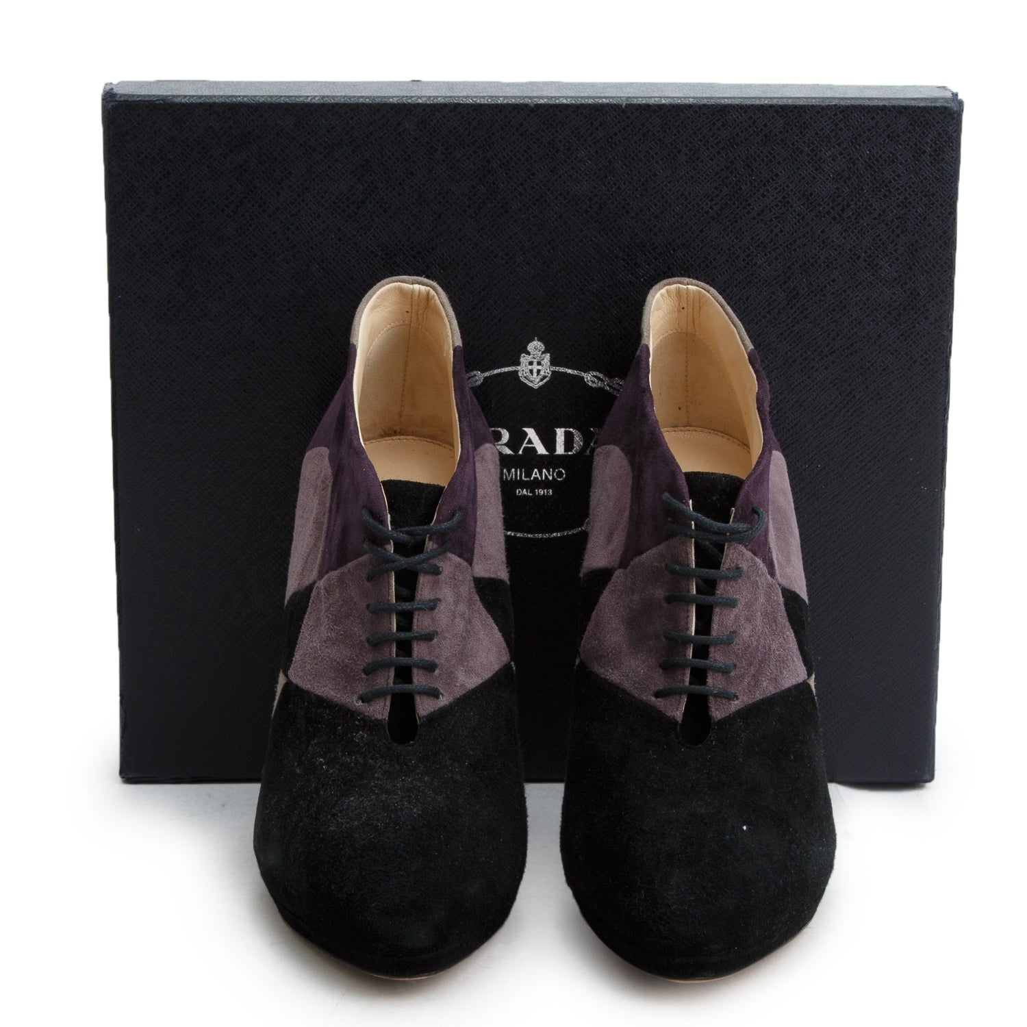 Prada Purple Suede Patchwork Booties, Women's Size 40 w/ Box