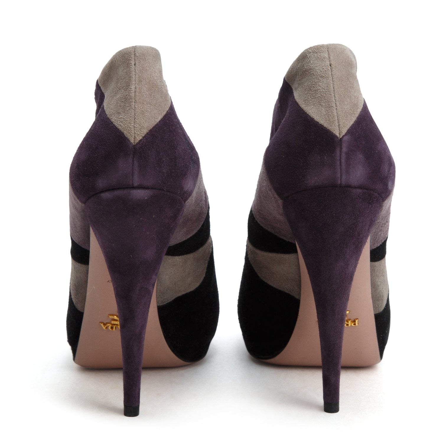 Prada Purple Suede Patchwork Booties, Women's Size 40 w/ Box