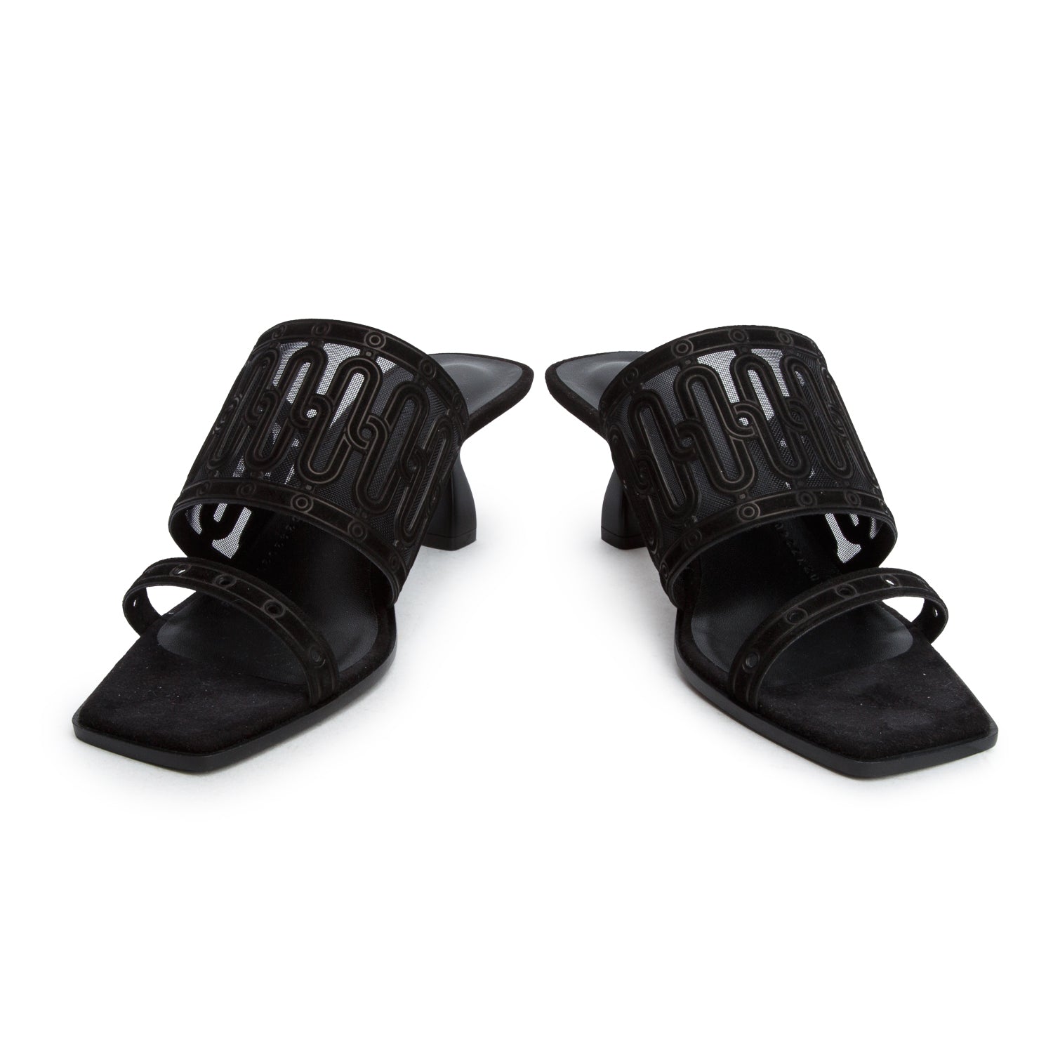 Hermes Noir Suede Goatskin Mesh Joia 55 Mule Sandals, Women's Size 40 w/ Box