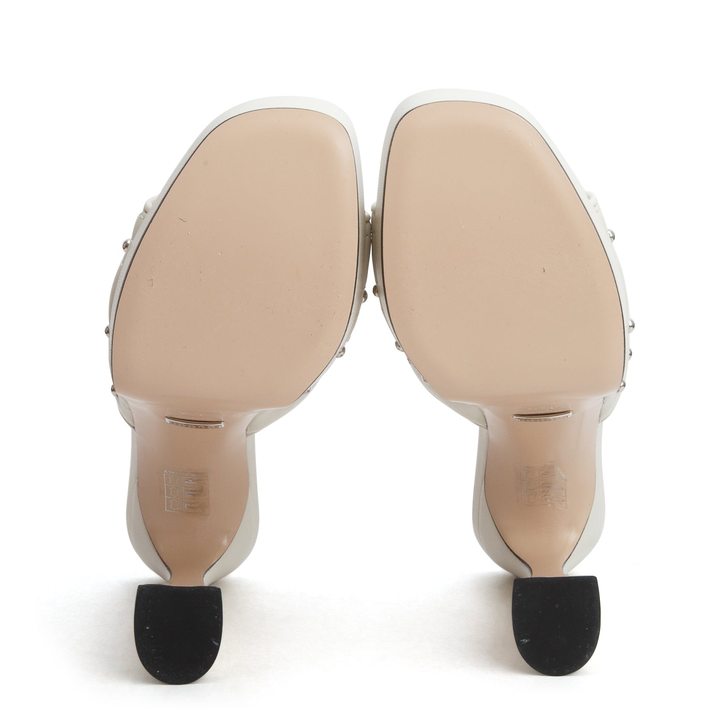 Gucci Cream Nappa Charlotte Studded Platform Sandals, Women's Size 37.5 w/ Box