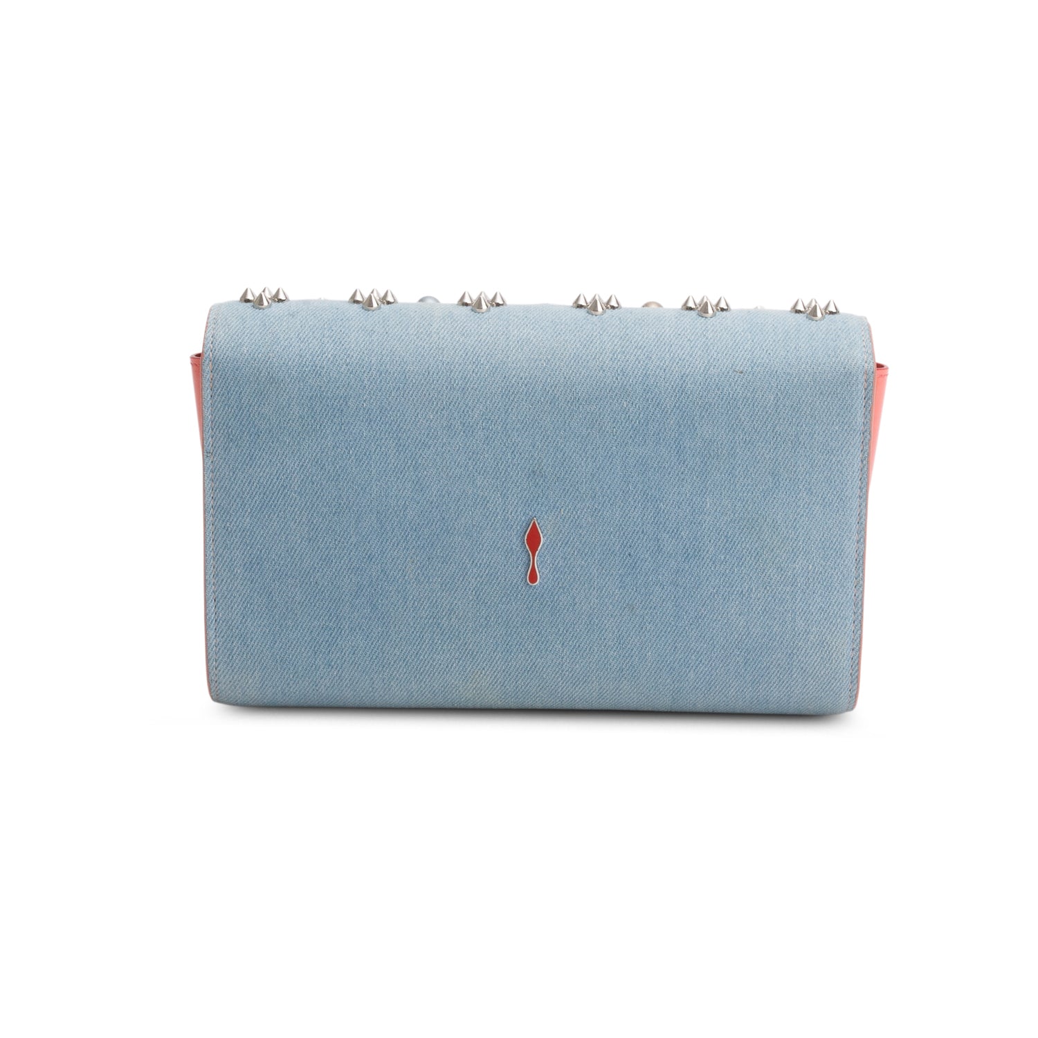 Christian Louboutin Denim Spikes Loubinthesky Paloma Clutch