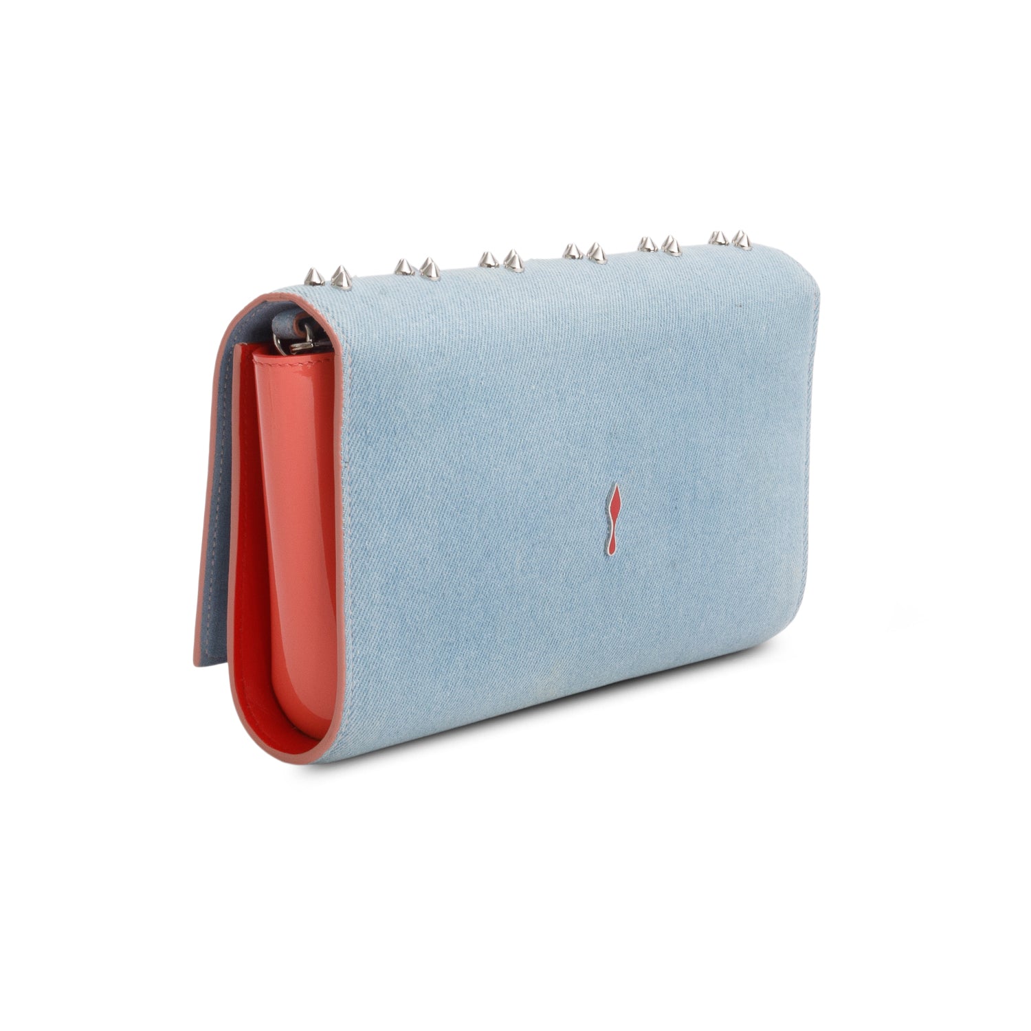 Christian Louboutin Denim Spikes Loubinthesky Paloma Clutch