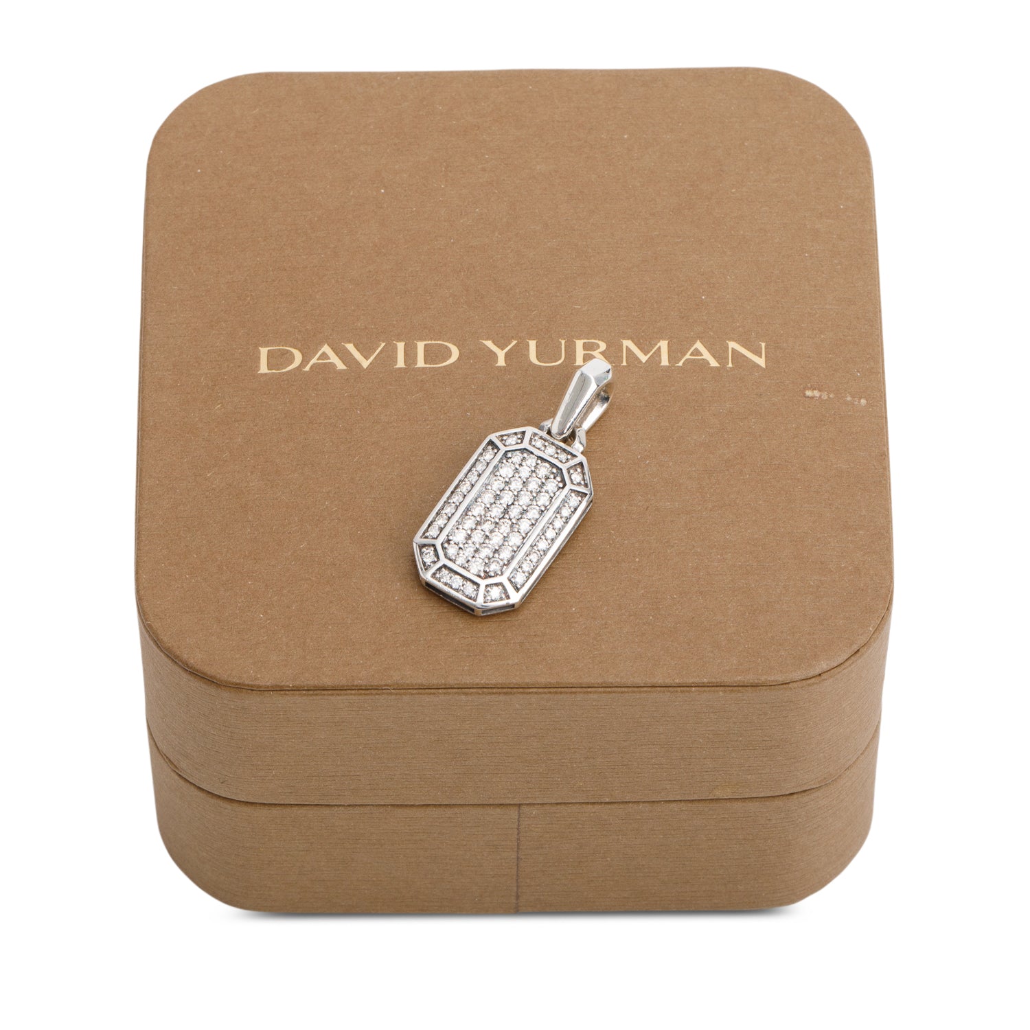 David Yurman Sterling Silver Pave Diamond Streamline Small Amulet Pendant w/ Box