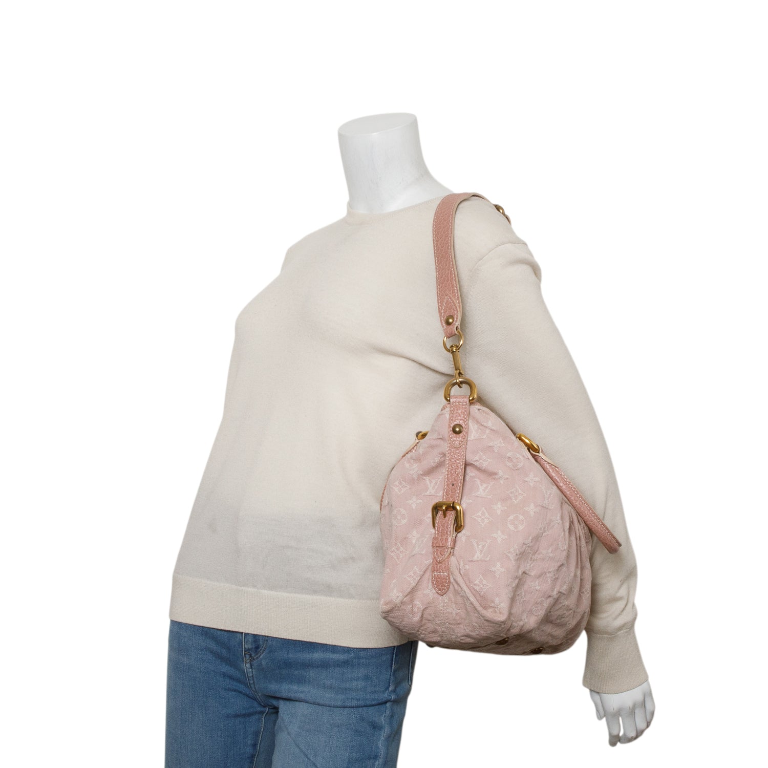 Louis Vuitton Pink Denim Monogram Neo Cabby MM w/ Strap