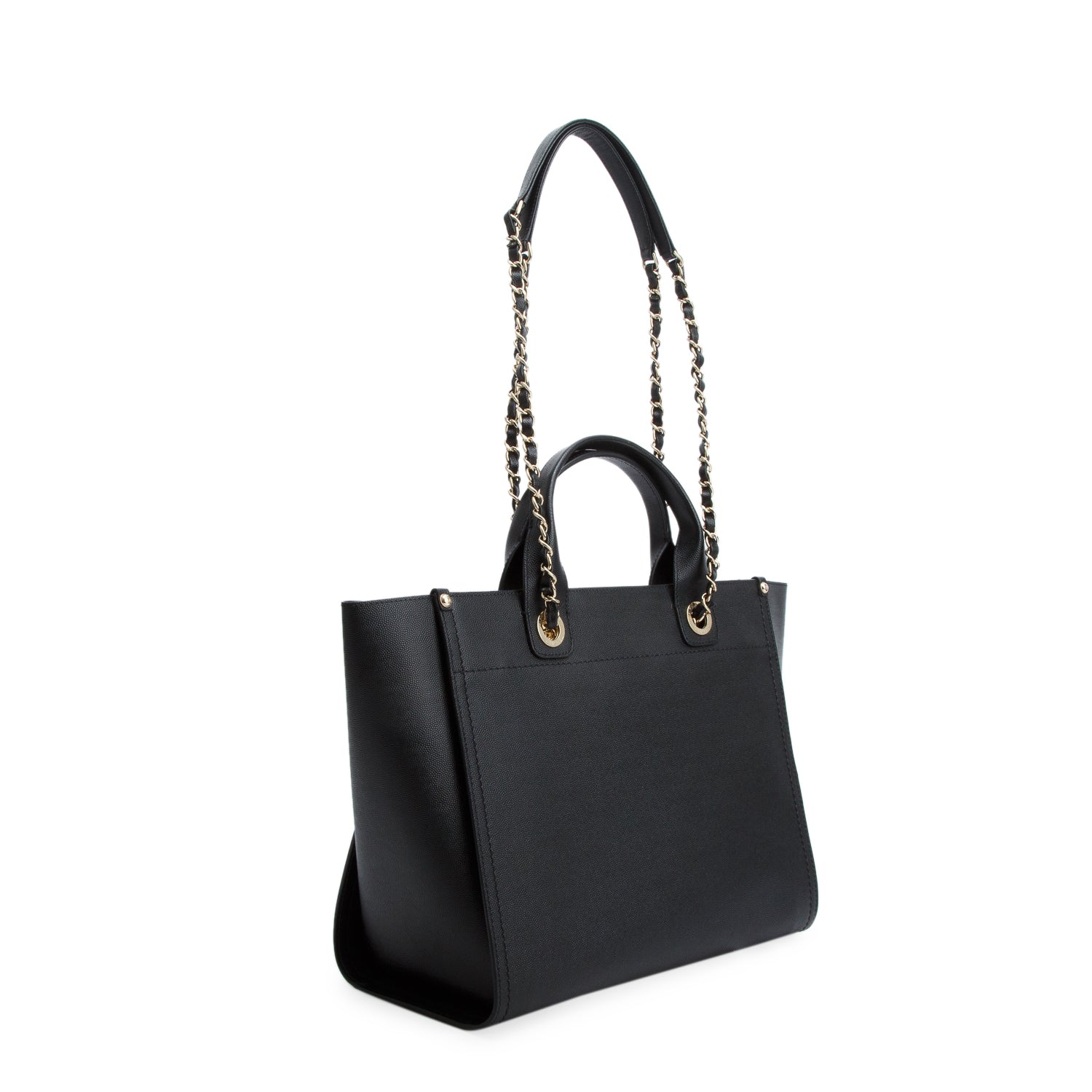 Chanel Black Caviar Small Studded Deauville Tote w/ Box & Authenticity Card