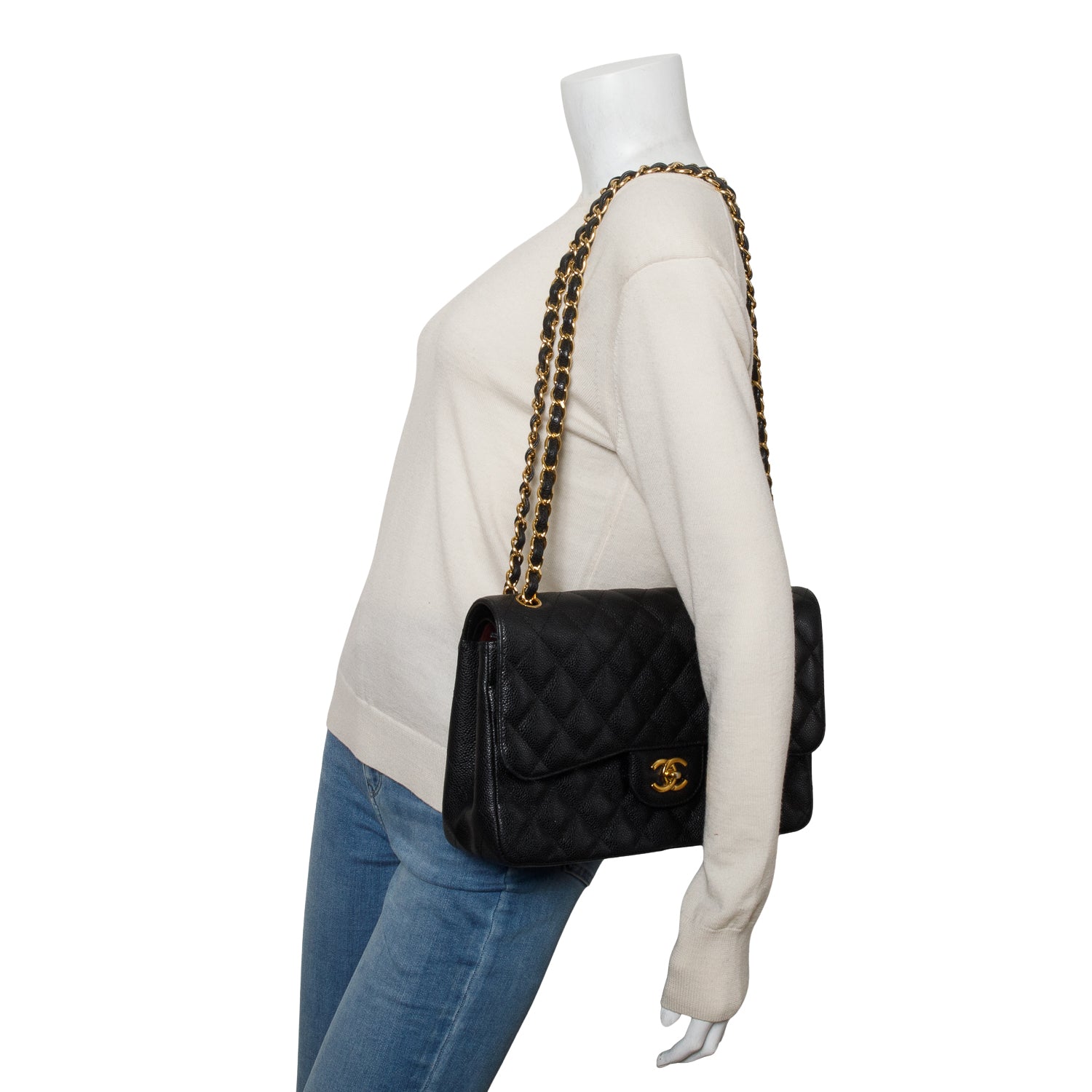 Chanel Black Caviar Jumbo Classic Double Flap Bag
