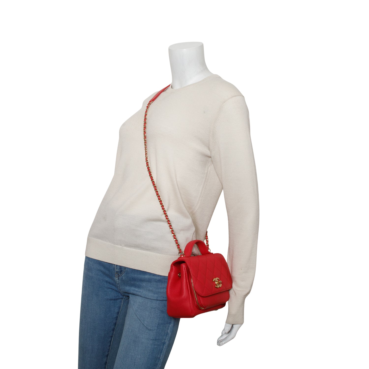 Chanel Red Caviar Quilted Small Business Affinity Flap w/ Authenticity Card