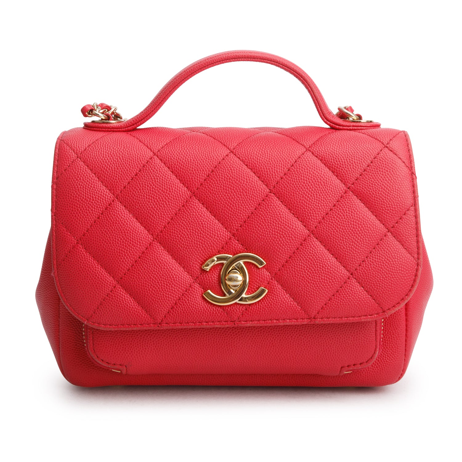 Chanel Red Caviar Quilted Small Business Affinity Flap w/ Authenticity Card
