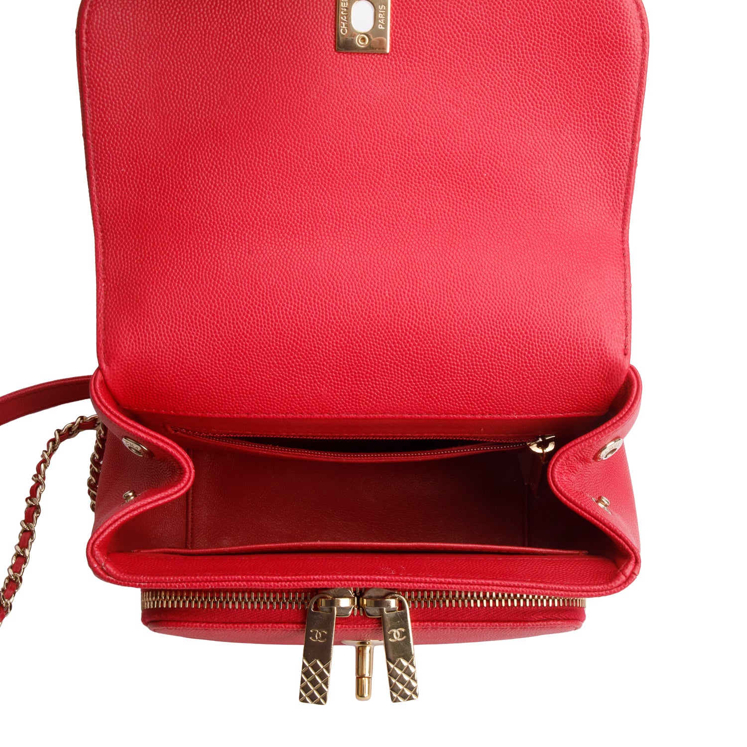 Chanel Red Caviar Quilted Small Business Affinity Flap w/ Authenticity Card