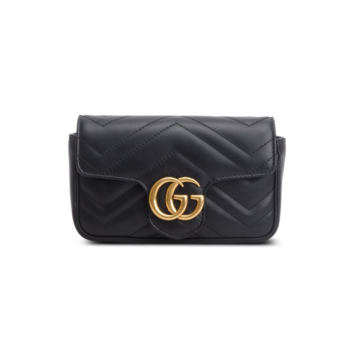 Gucci Black GG Marmont Matelasse Leather Super Mini Bag w/ Box