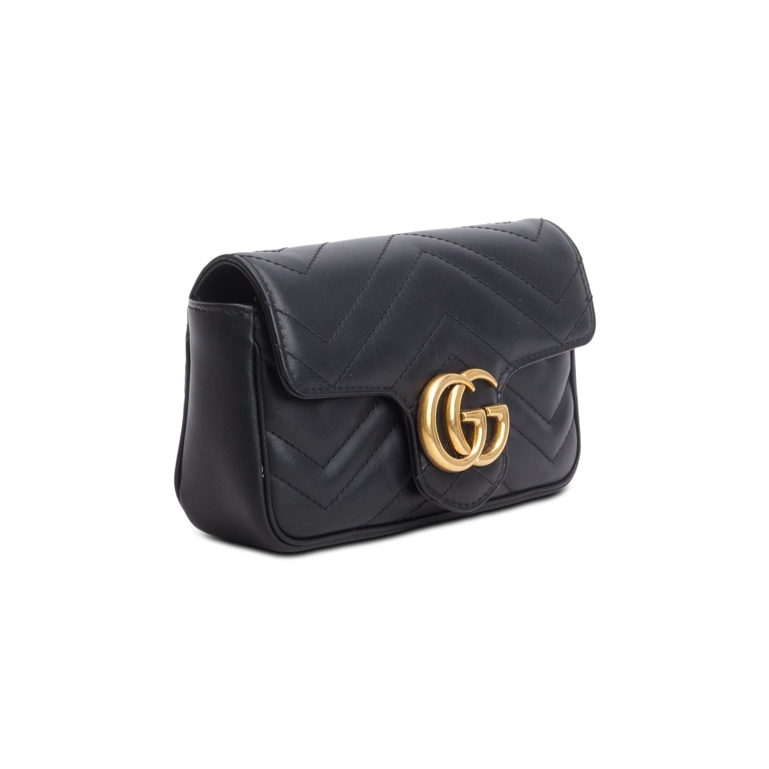 Gucci Black GG Marmont Matelasse Leather Super Mini Bag w/ Box