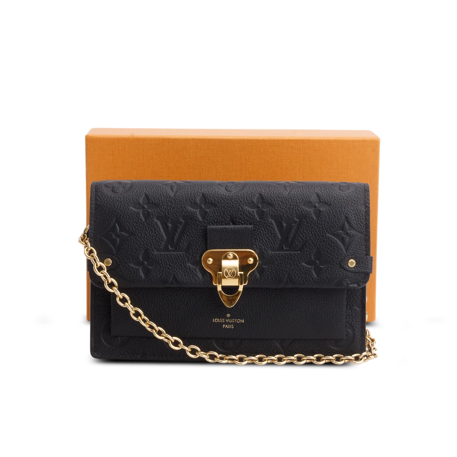 Louis Vuitton Black Empreinte Vavin Chain Wallet w/ Box