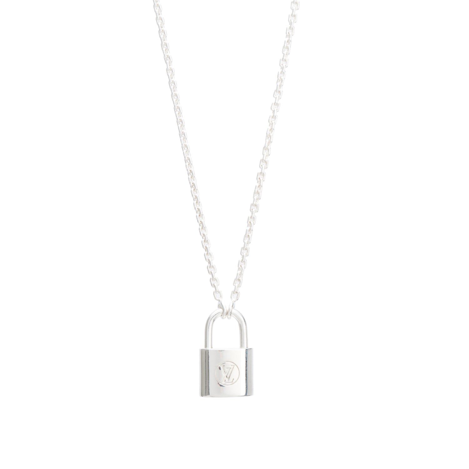 Louis Vuitton Sterling Silver Lockit Pendant Necklace w/ Box