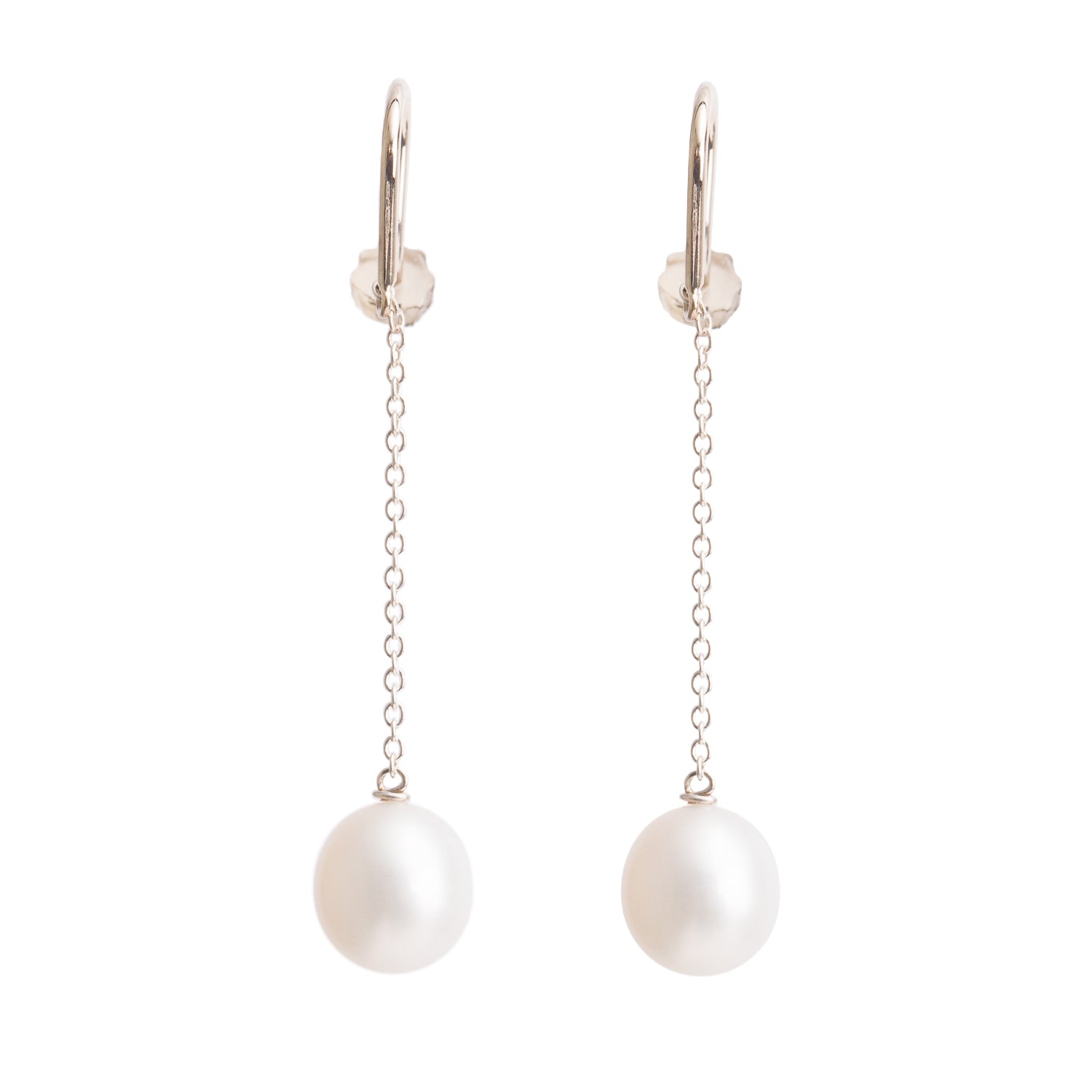 Tiffany & Co. Elsa Peretti Sterling Silver Pearl By The Yard Chain Drop Earrings
