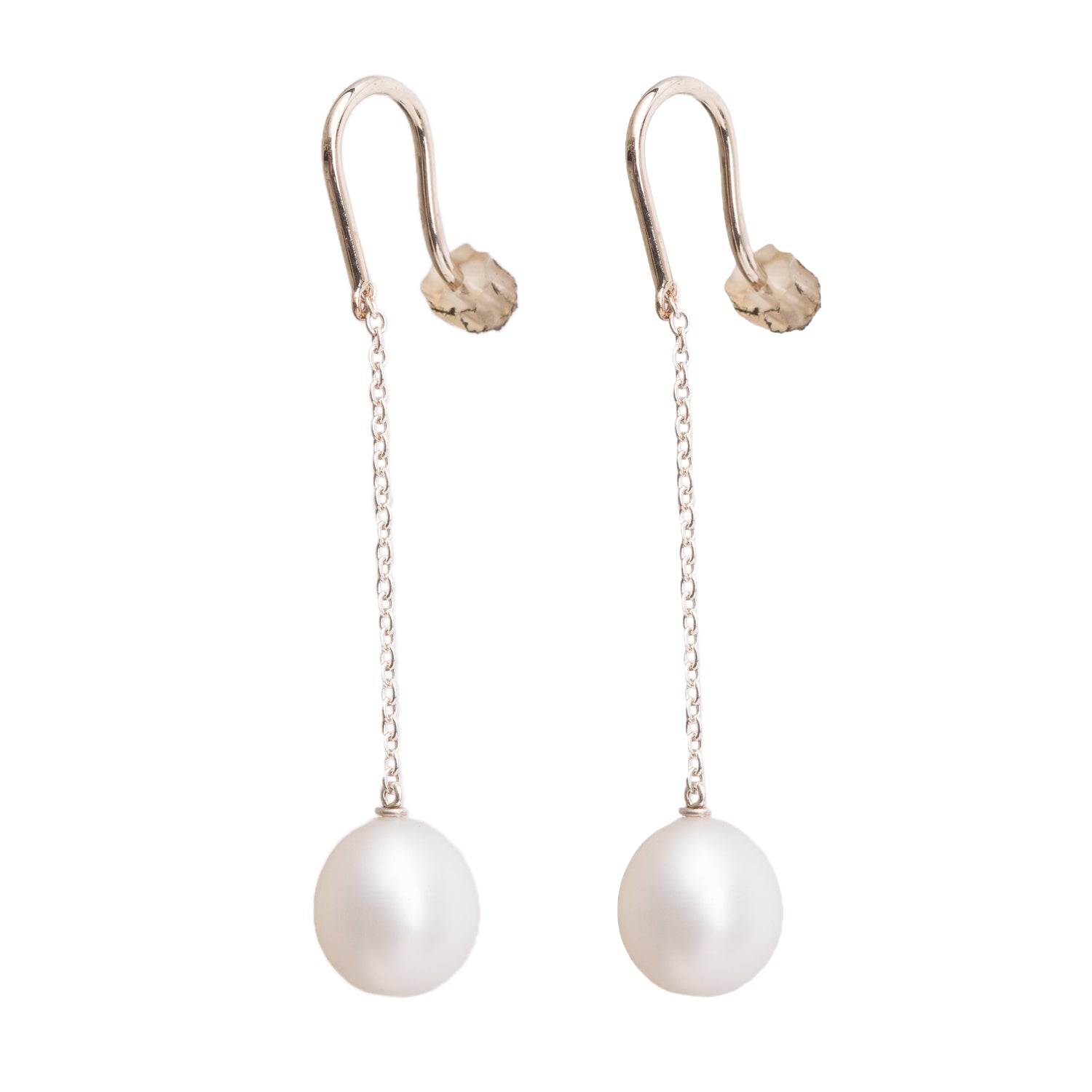 Tiffany & Co. Elsa Peretti Sterling Silver Pearl By The Yard Chain Drop Earrings