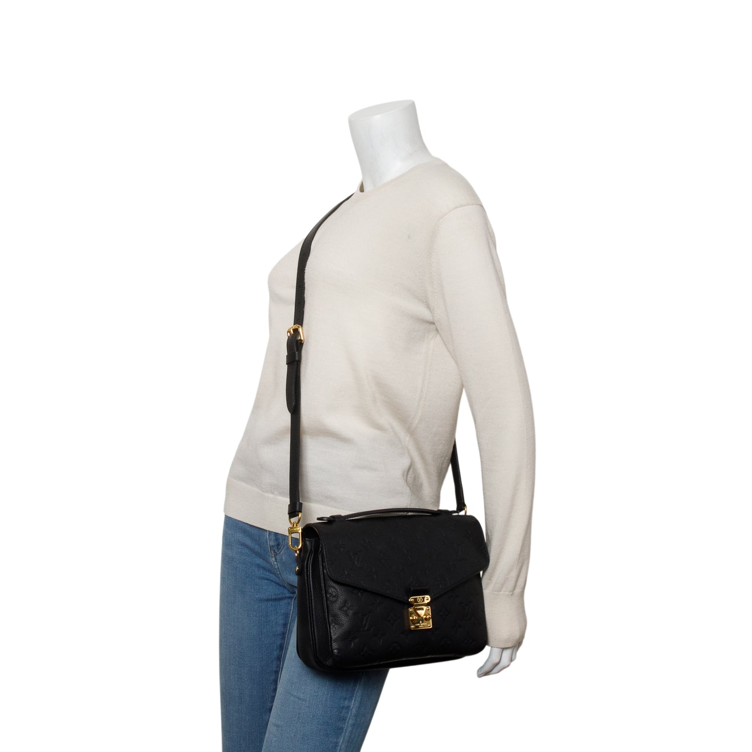 Louis Vuitton Black Monogram Empreinte Pochette Metis w/ Strap