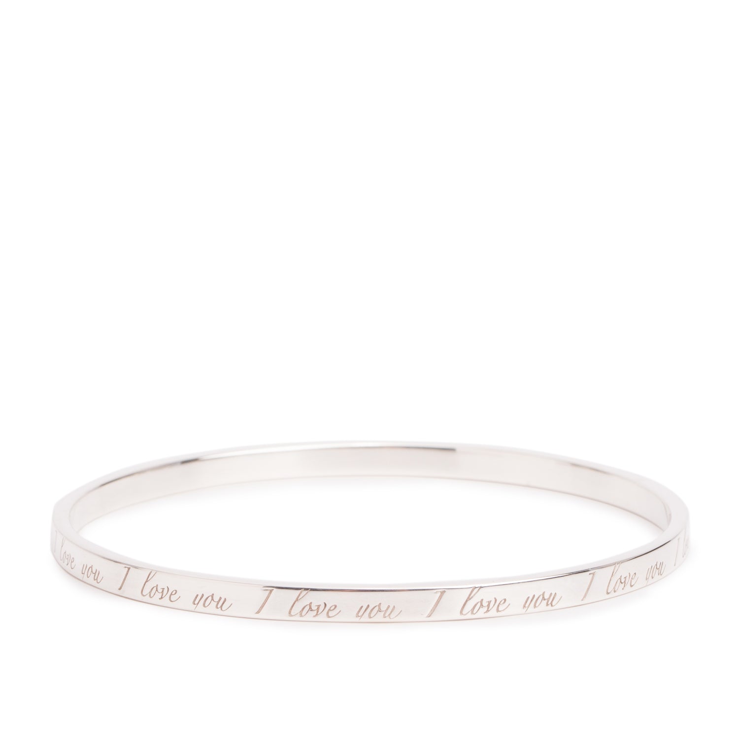 Tiffany & Co. Sterling Silver Narrow 'I Love You' Notes Bangle Bracelet