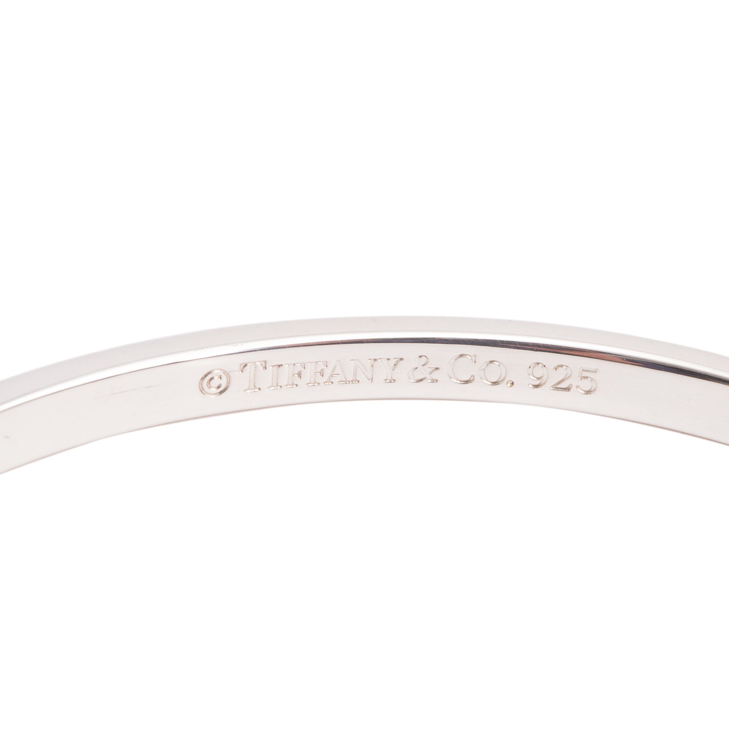 Tiffany & Co. Sterling Silver Narrow 'I Love You' Notes Bangle Bracelet