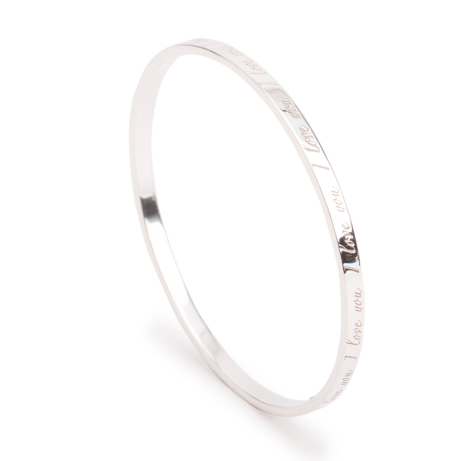 Tiffany & Co. Sterling Silver Narrow 'I Love You' Notes Bangle Bracelet