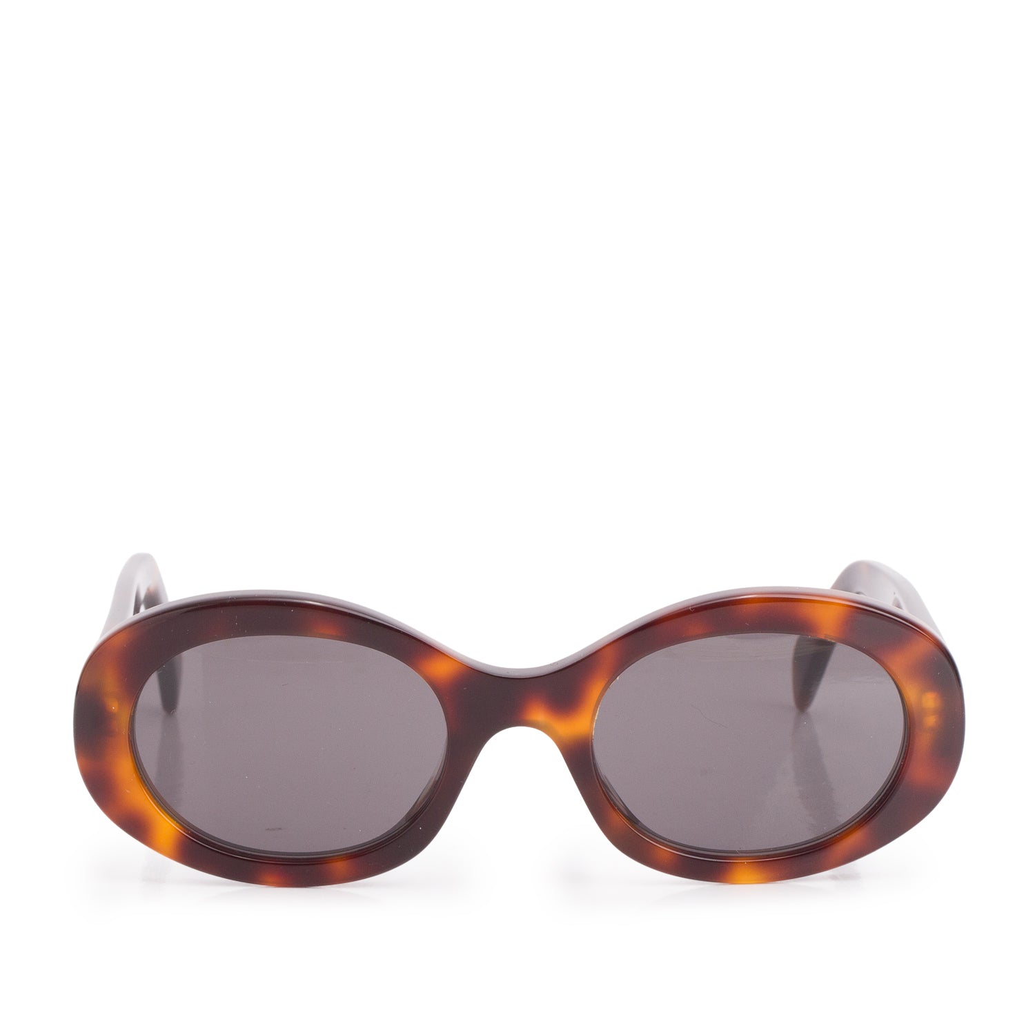 Celine CL40194U Havana Acetate Triomphe 01 Oval Sunglasses w/ Case
