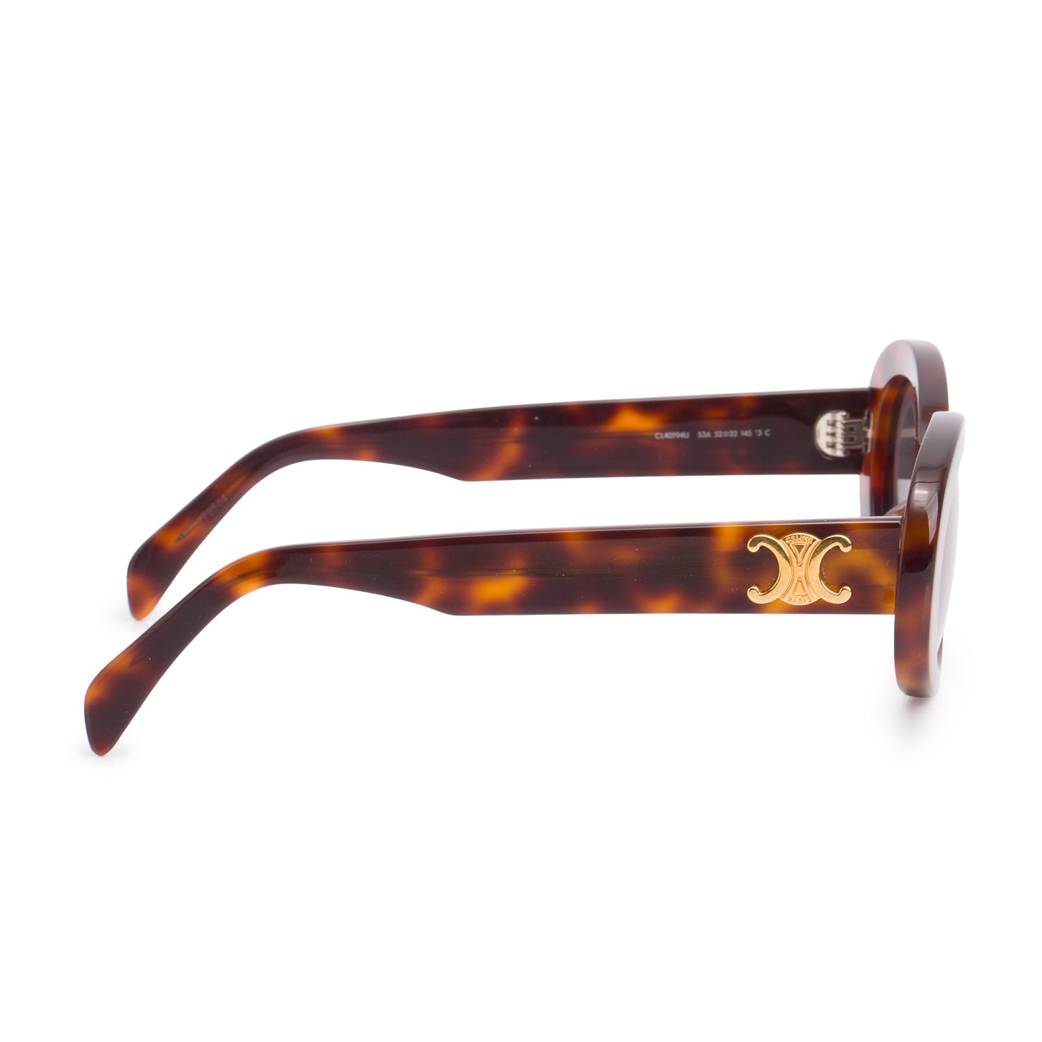 Celine CL40194U Havana Acetate Triomphe 01 Oval Sunglasses w/ Case