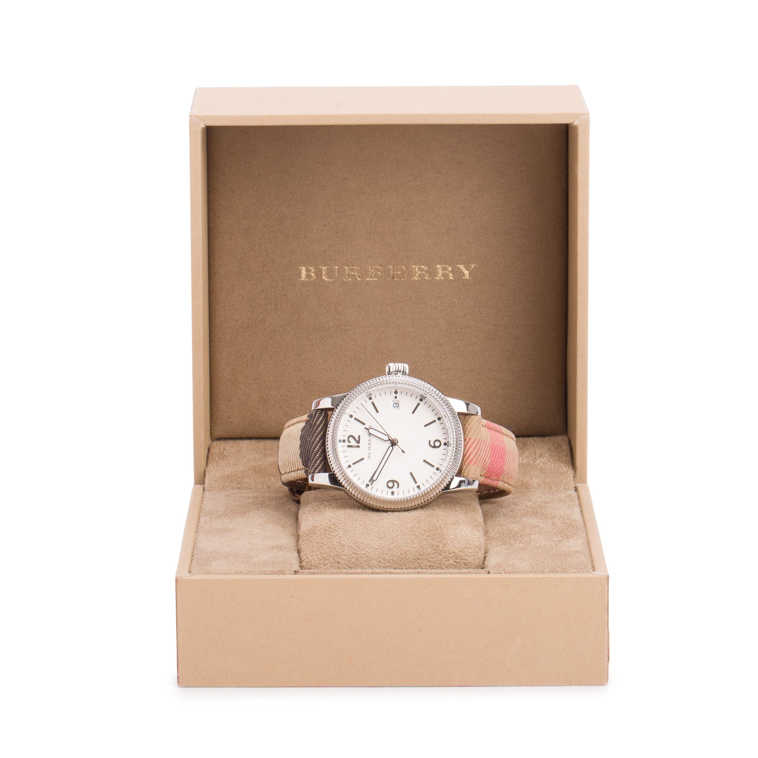 Burberry Stainless Steel BU7824 38 MM The Utilitarian Quartz Watch White Dial w/ Box