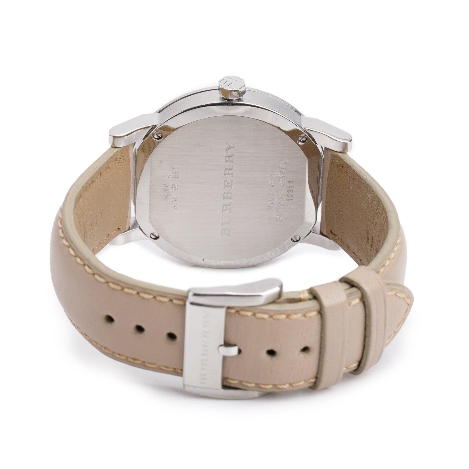 Burberry Stainless Steel BU9010 38 MM The City Quartz Watch Beige Check Dial