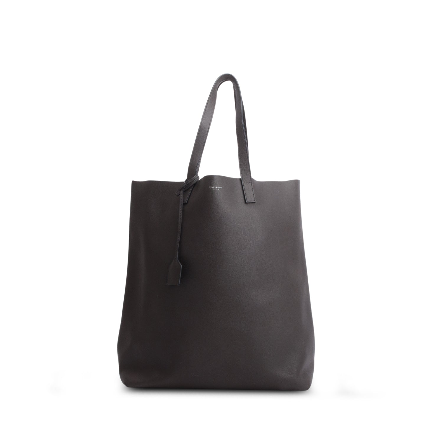 Saint Laurent Grey Calfskin Leather N/S Shopping Tote w/ Pouch