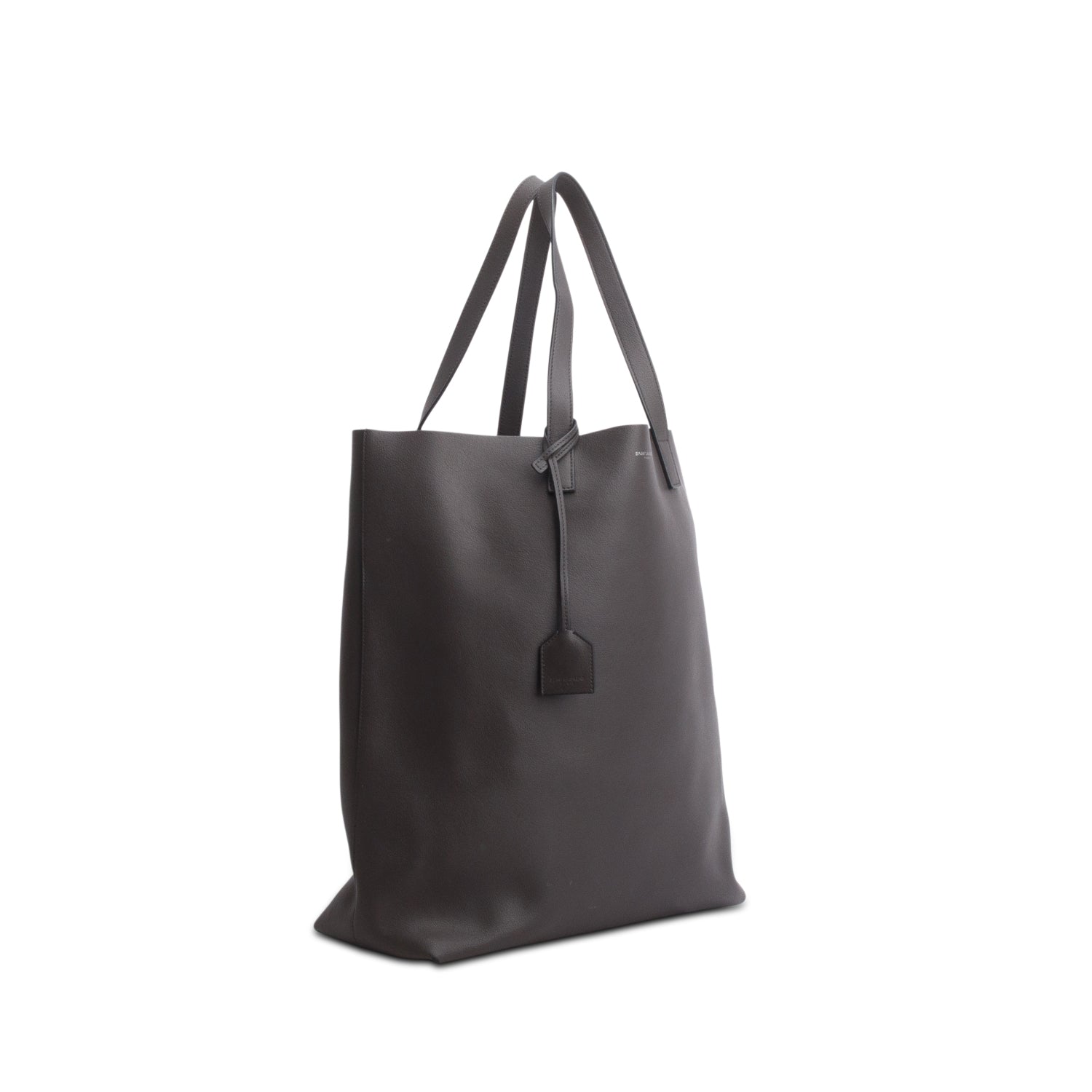 Saint Laurent Grey Calfskin Leather N/S Shopping Tote w/ Pouch